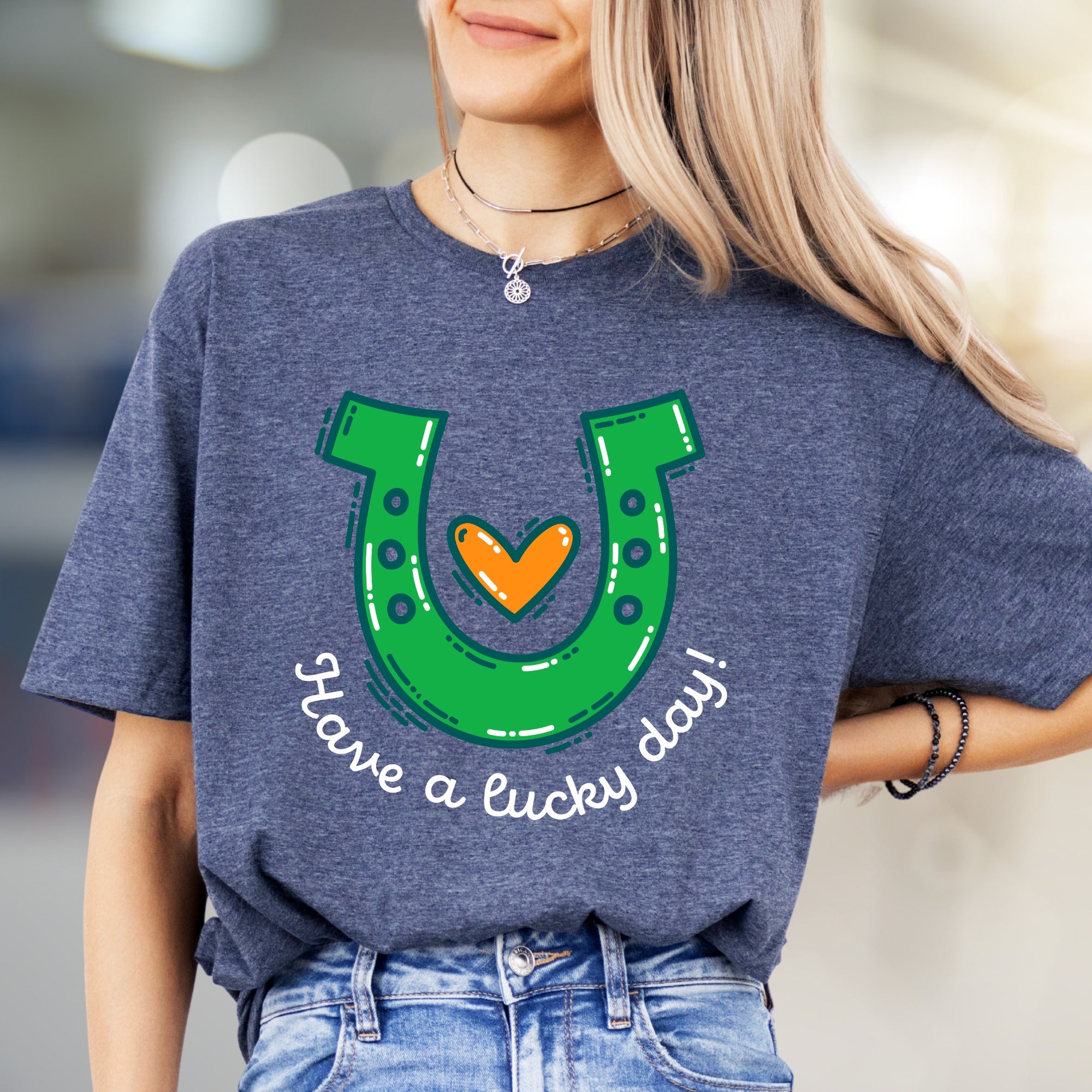 "Have a Lucky Day!" Horseshoe Graphic Tee, a St. Patrick's Day Pick for Everyone