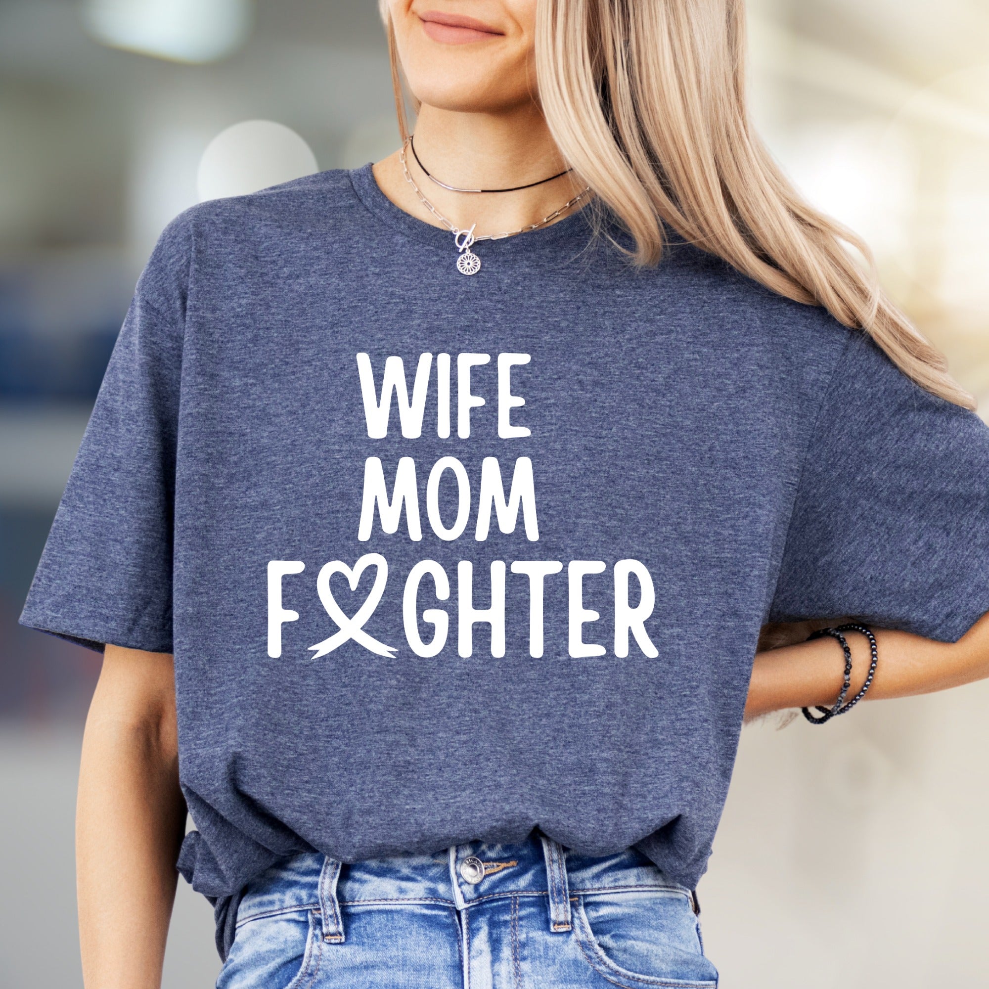 "WIFE MOM FIGHTER" Empowerment Graphic Tee, a Strength-Inspired Pick for Warriors