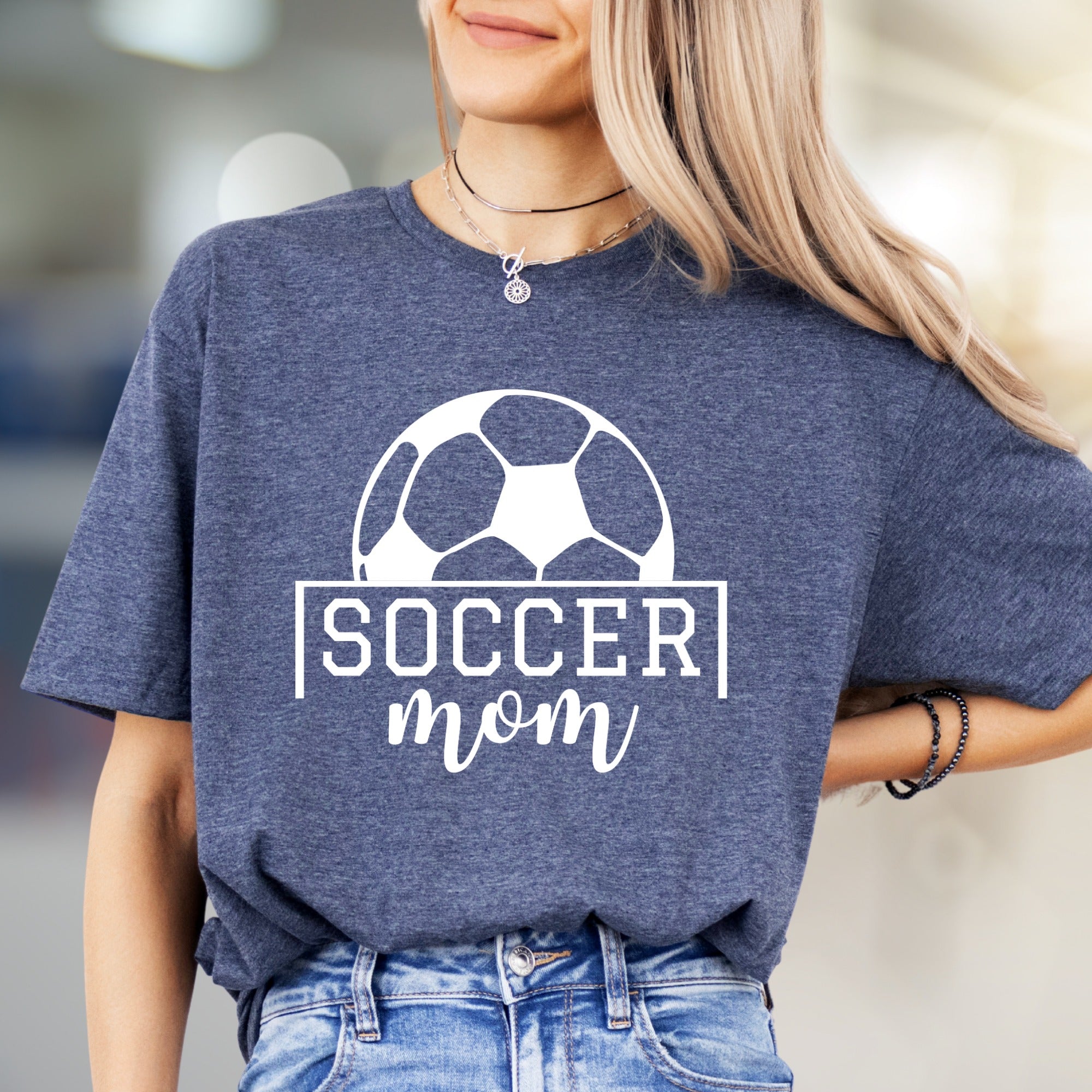 "SOCCER Mom" Sports Fan Graphic Tee, a Lifestyle Pick for Dedicated Guardians