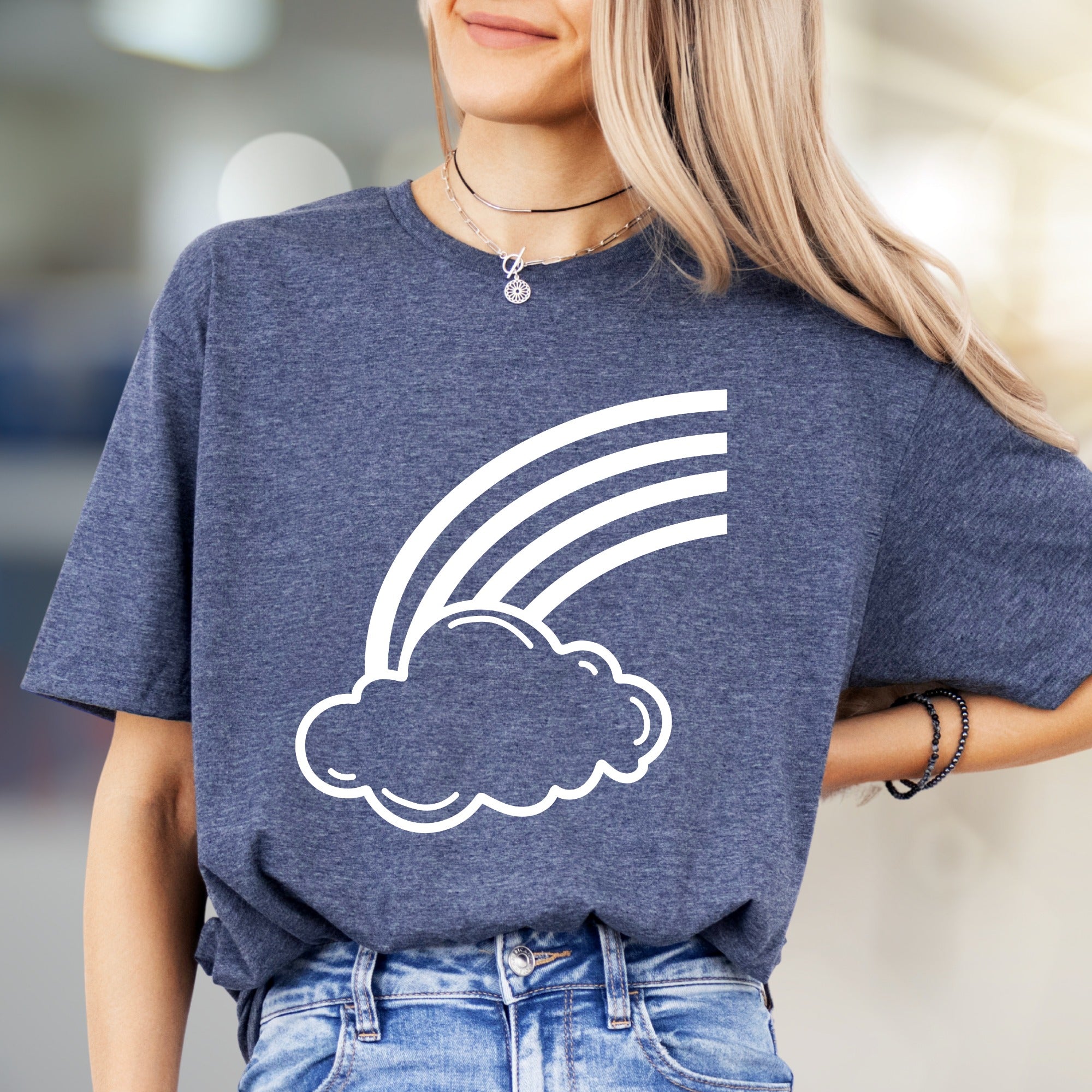 Cloud and Rainbow Graphic Tee, a Whimsical Pick for Dreamers