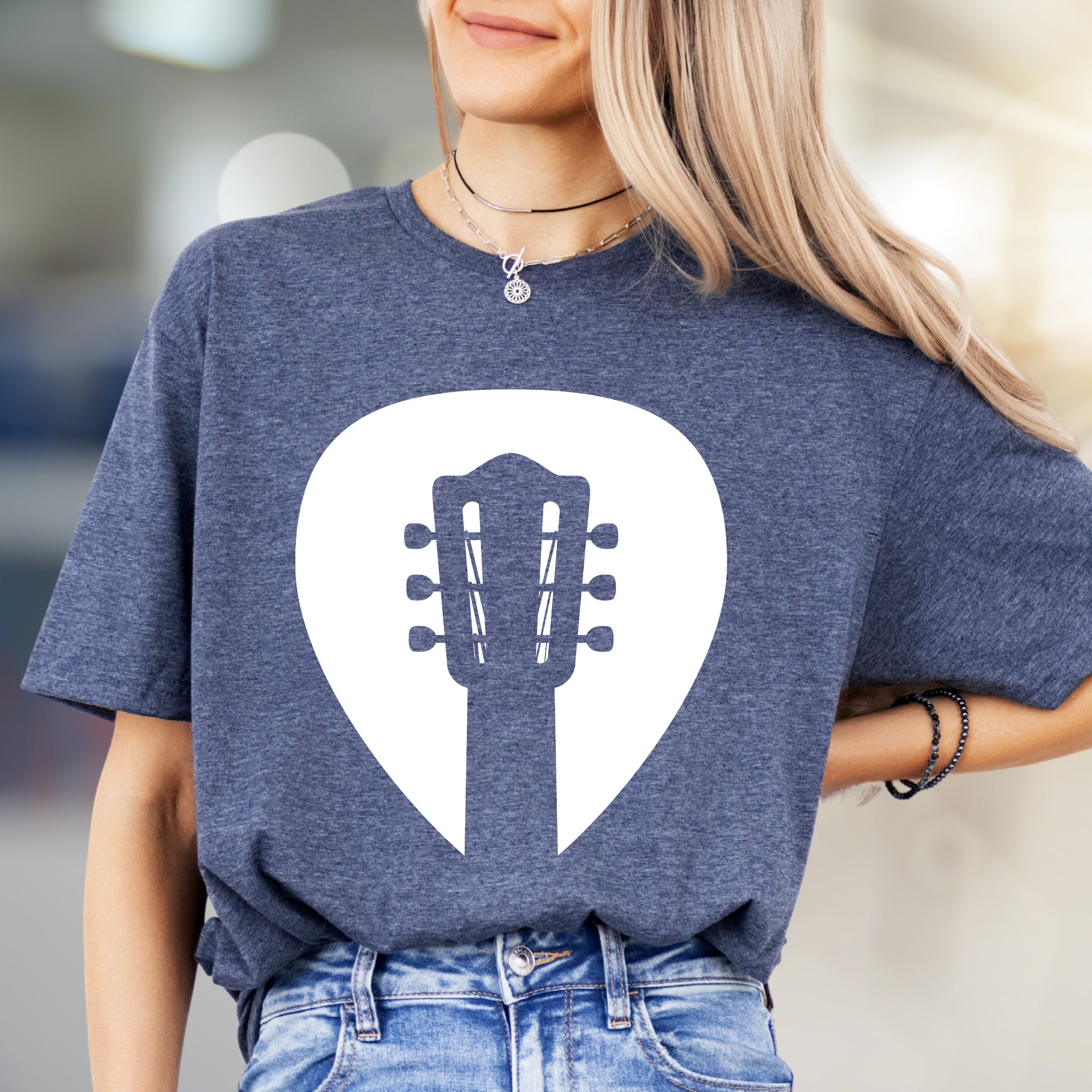 Guitar Headstock Pick Music Graphic Tee, a Musician's Essential for Casual Wear