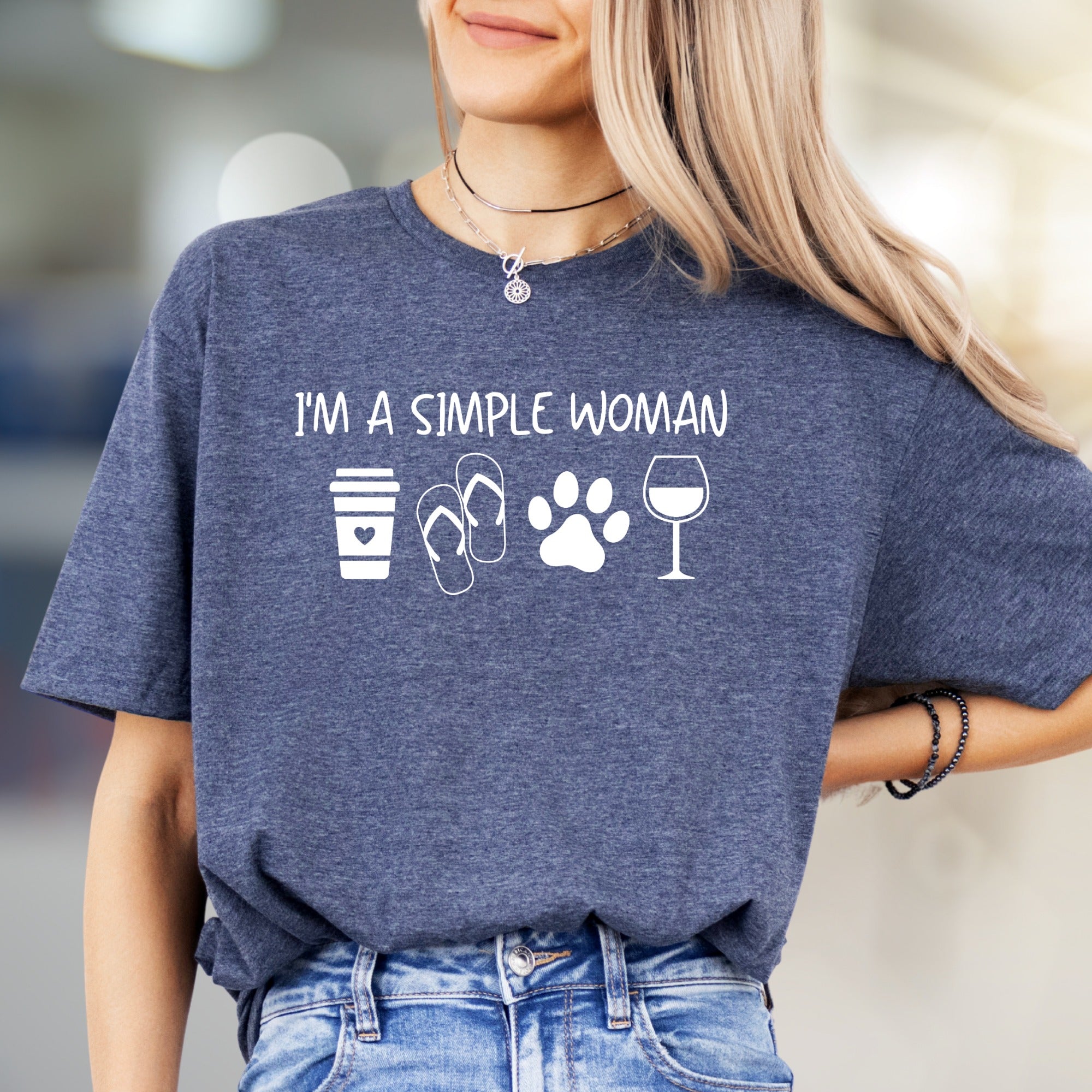 "I'm a Simple Woman" Lifestyle Graphic Tee, a Casual Pick for Her