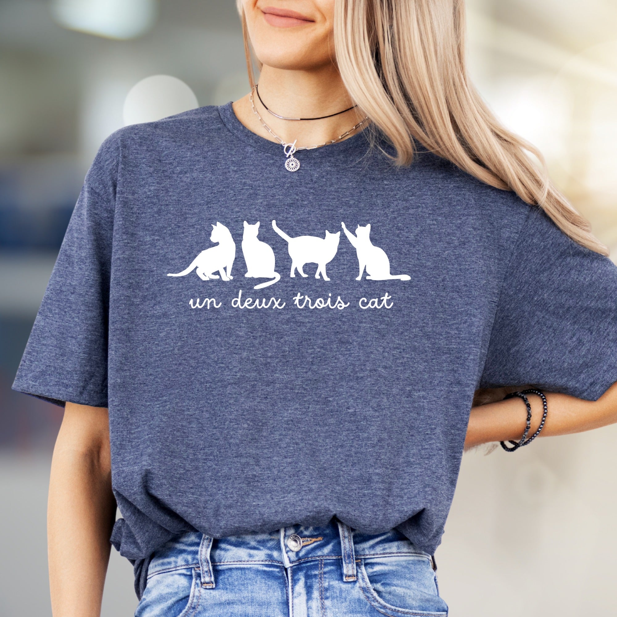 "un deux trois cat" French Cat Graphic Tee, a Playful Feline Pick for Cat Lovers