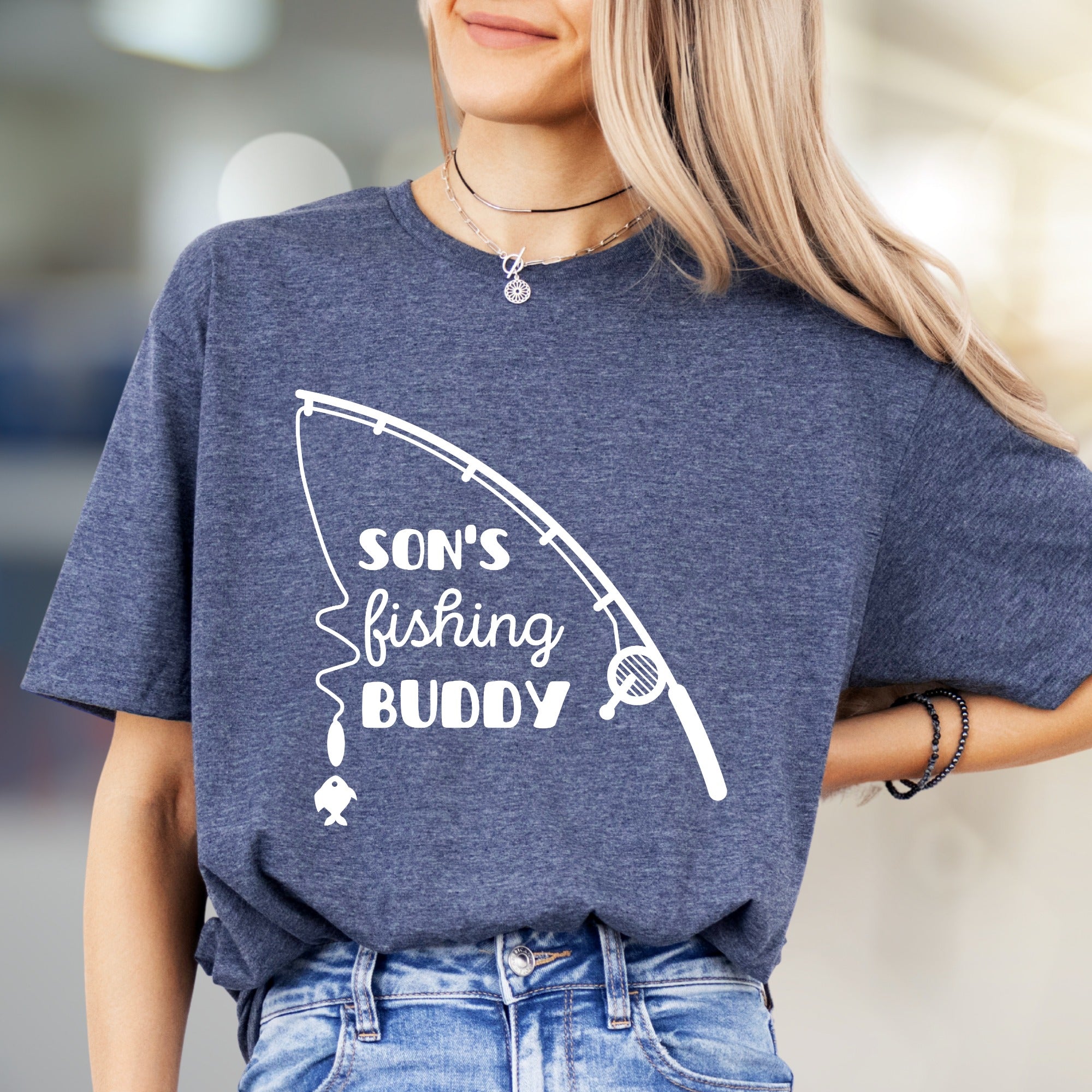 "Son's Fishing Buddy" Fishing Graphic Tee, a Family Day Pick for Anglers