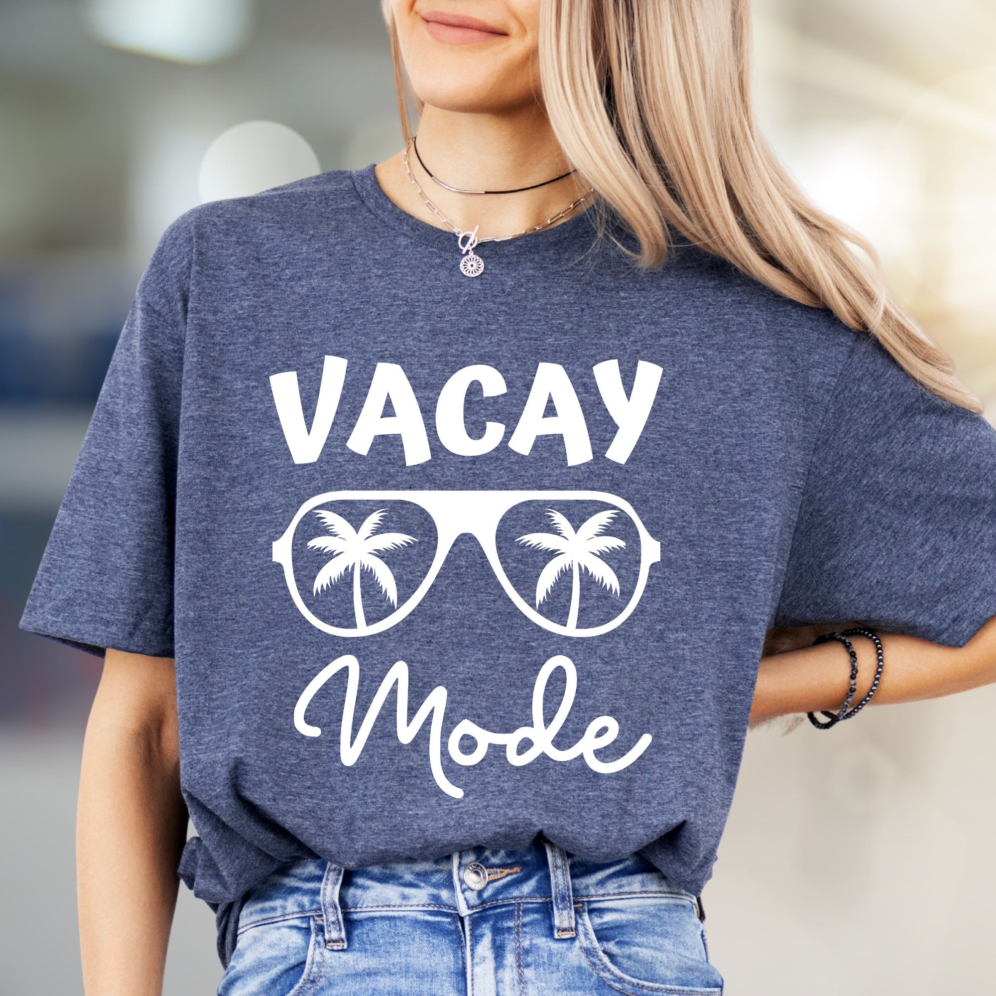 "Vacay Mode" Tropical Sunglasses Graphic Tee, a Relaxed Beach Pick for Travelers