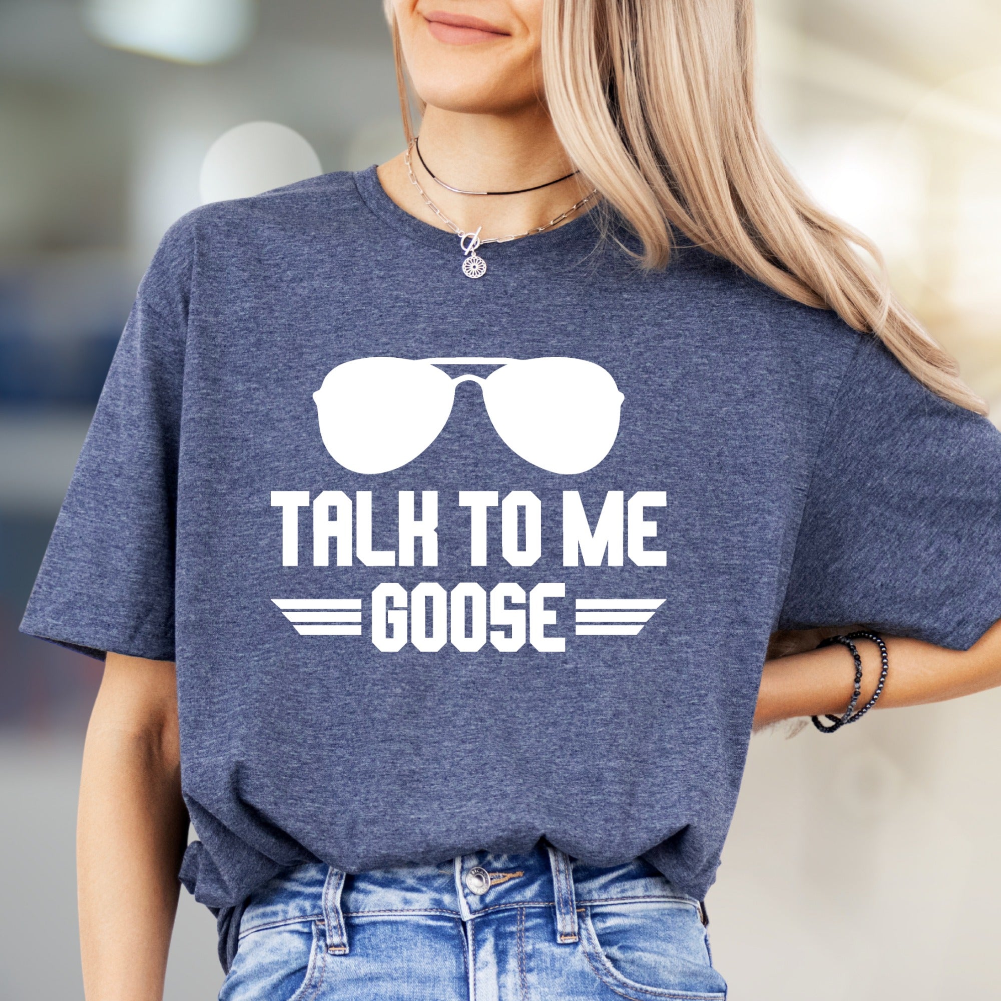 "TALK TO ME GOOSE" Aviator Graphic Tee, a Maverick Fan Pick for Film Lovers
