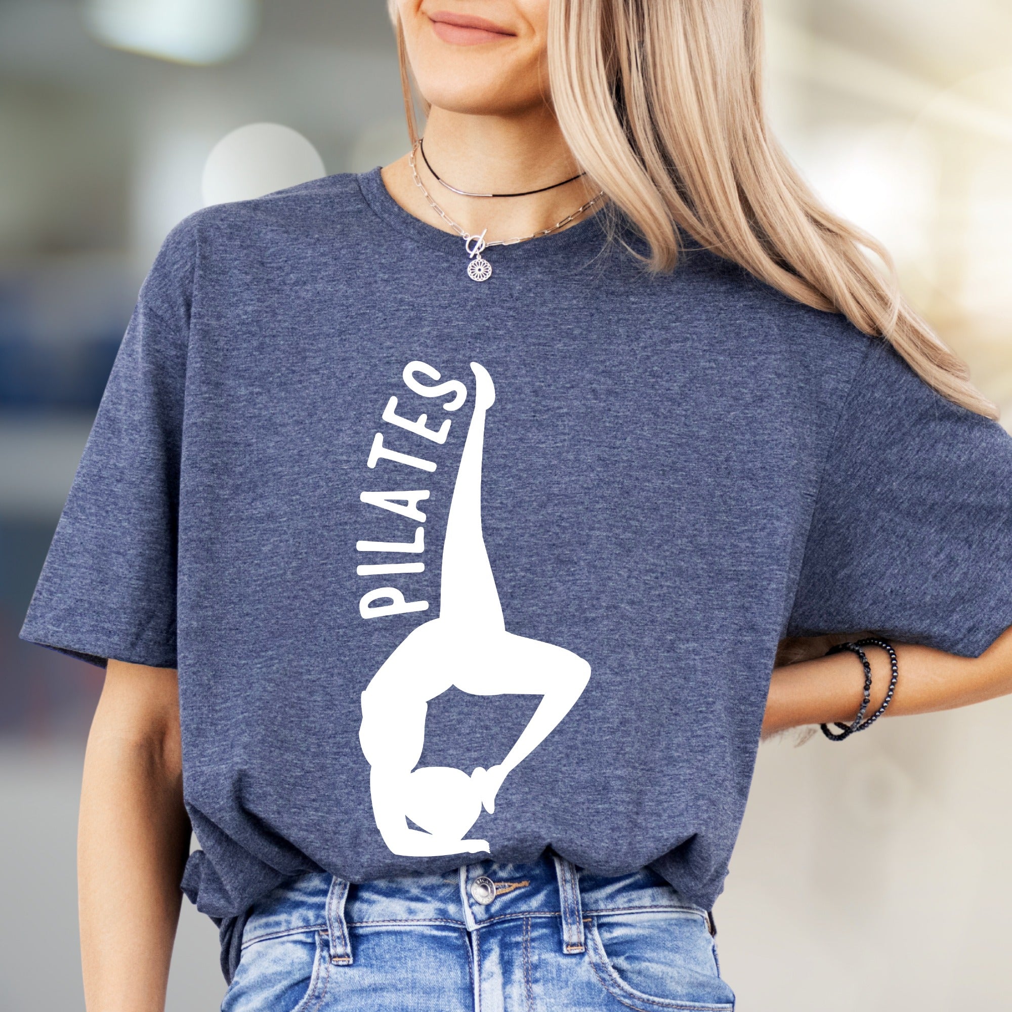 "Pilates" Acrobat Pose Graphic Tee, a Wellness Pick for Fitness Enthusiasts