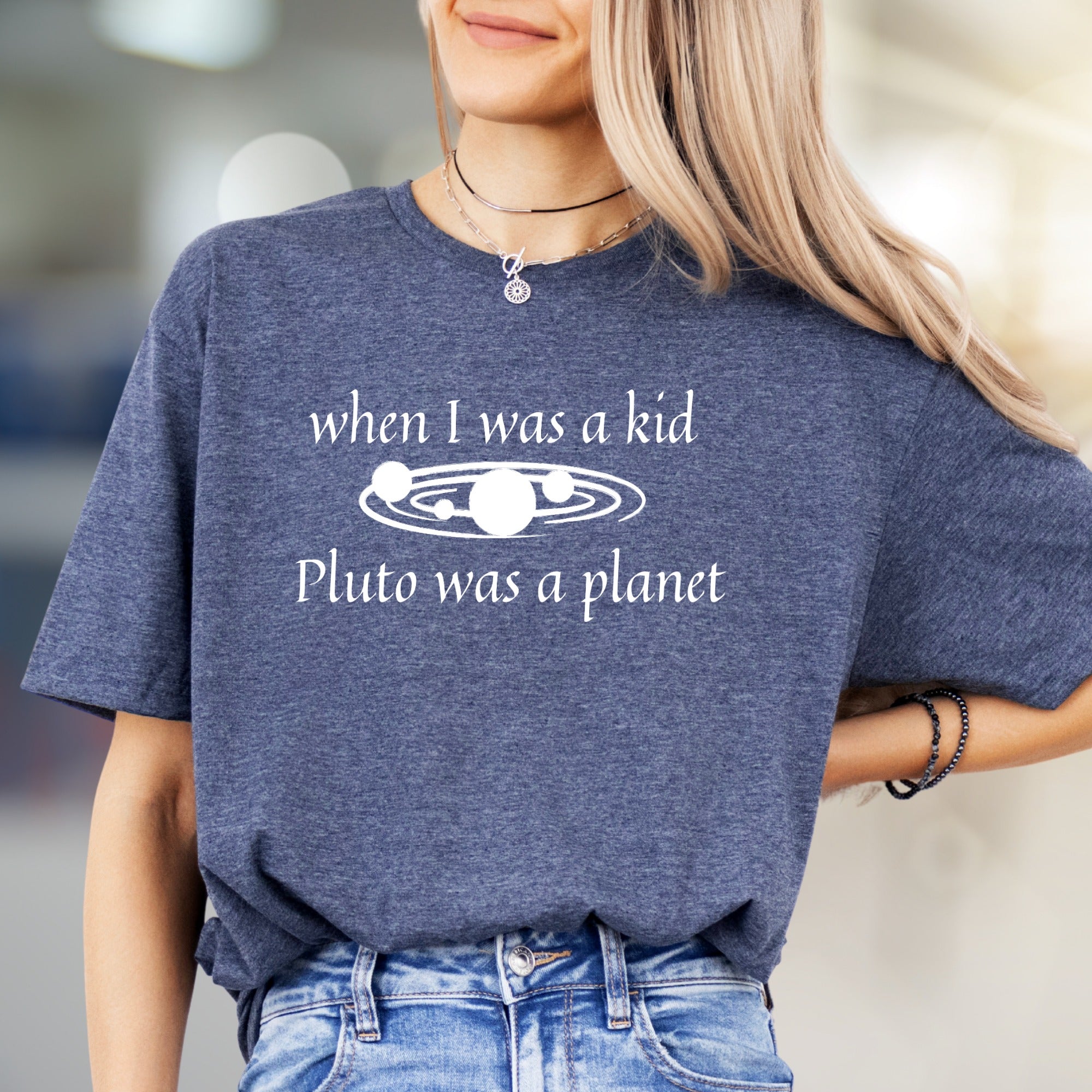 "When I Was a Kid Pluto Was a Planet" Retro Space Graphic Tee, a Nostalgic Pick for Stargazers