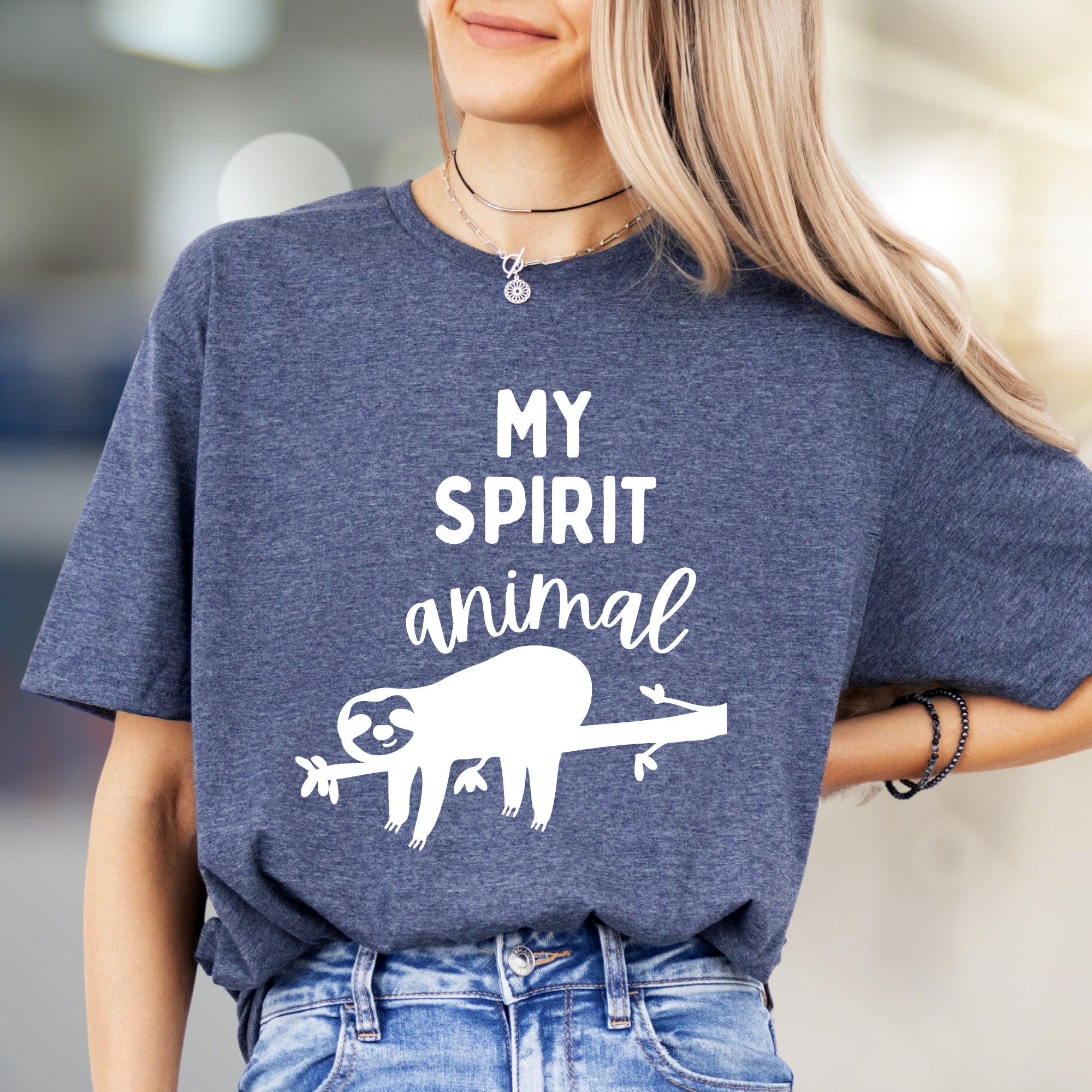 "MY SPIRIT ANIMAL" Sloth Graphic Tee, a Relaxed Lifestyle Pick for Animal Lovers