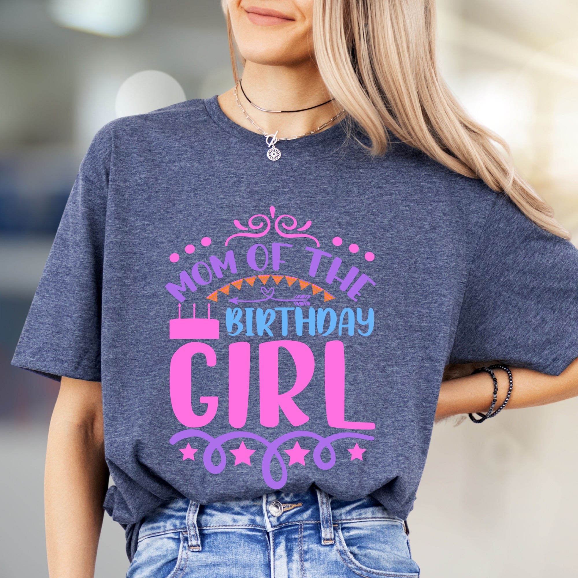 "Mom of The Birthday Girl" Fun Celebration Graphic Tee, a Festive Parent Pick for Her