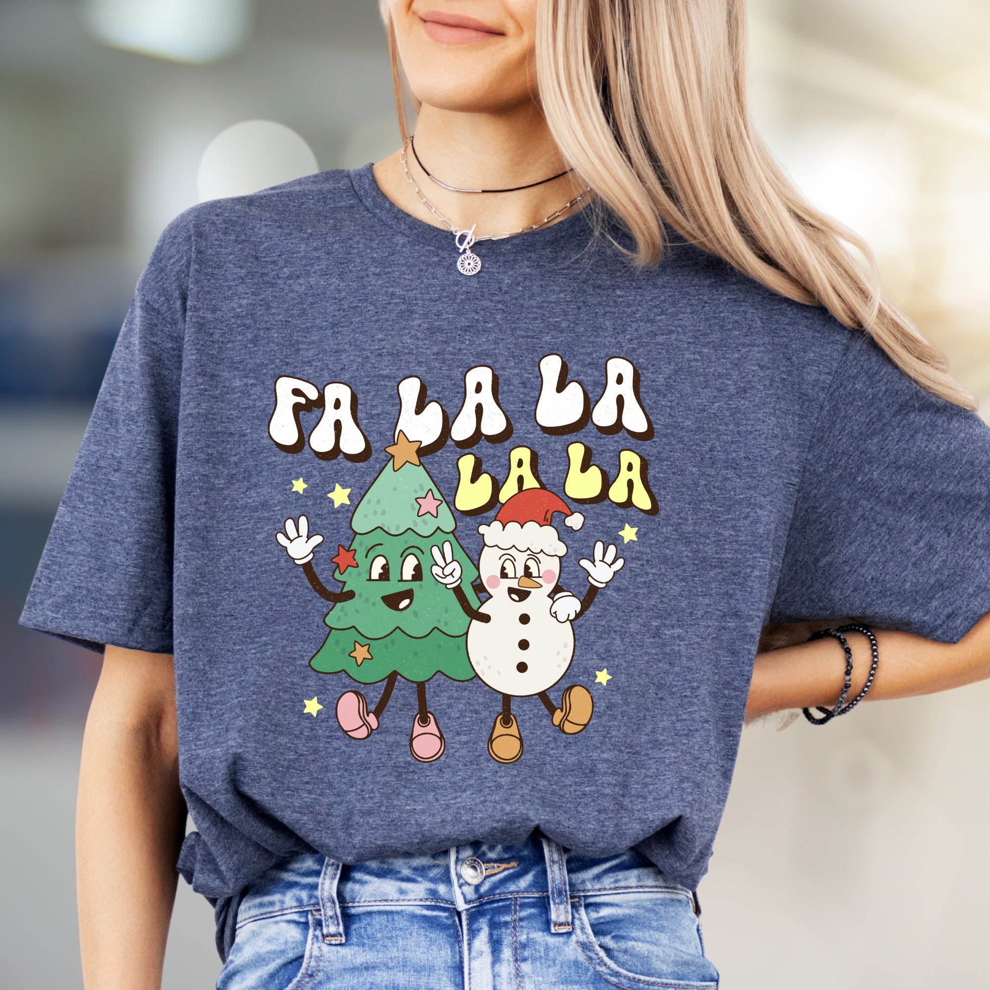 "Fa La La La La" Retro Holiday Graphic Tee, a Festive Pick for Christmas Enthusiasts