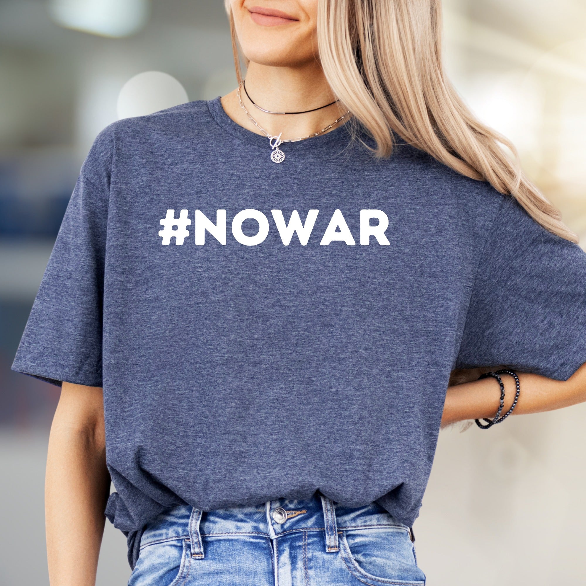"#NOWAR" Activist Statement Graphic Tee, a Bold Pick for Advocates