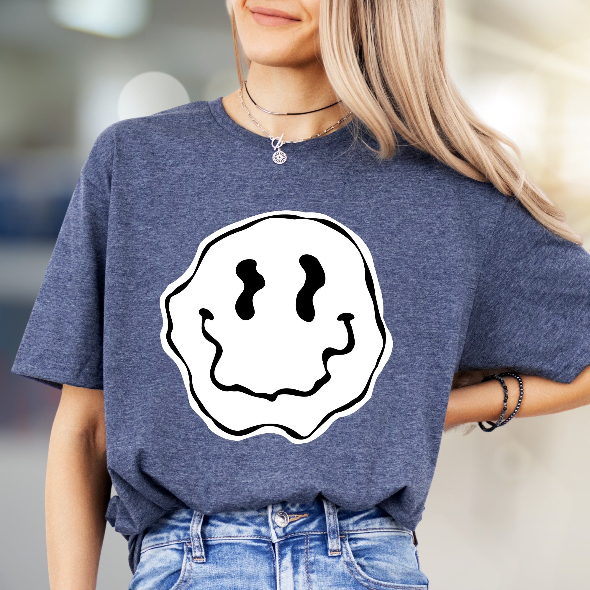 Melty Blob Smiley Face Graphic Tee, a Groovy Abstract Pick for Expressive Souls