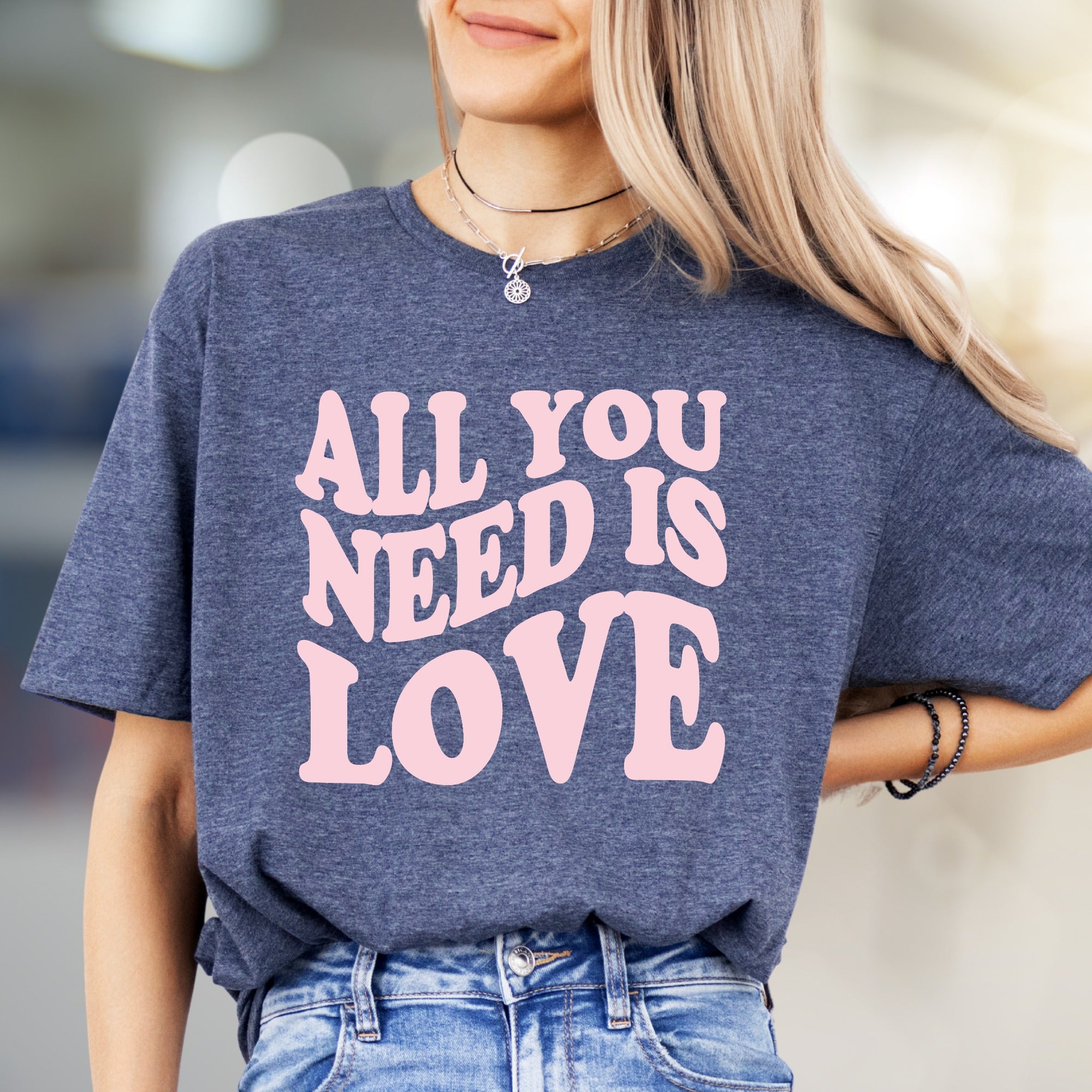 "ALL YOU NEED IS LOVE" Retro Graphic Tee, a Groovy Pick for Peace-Lovers