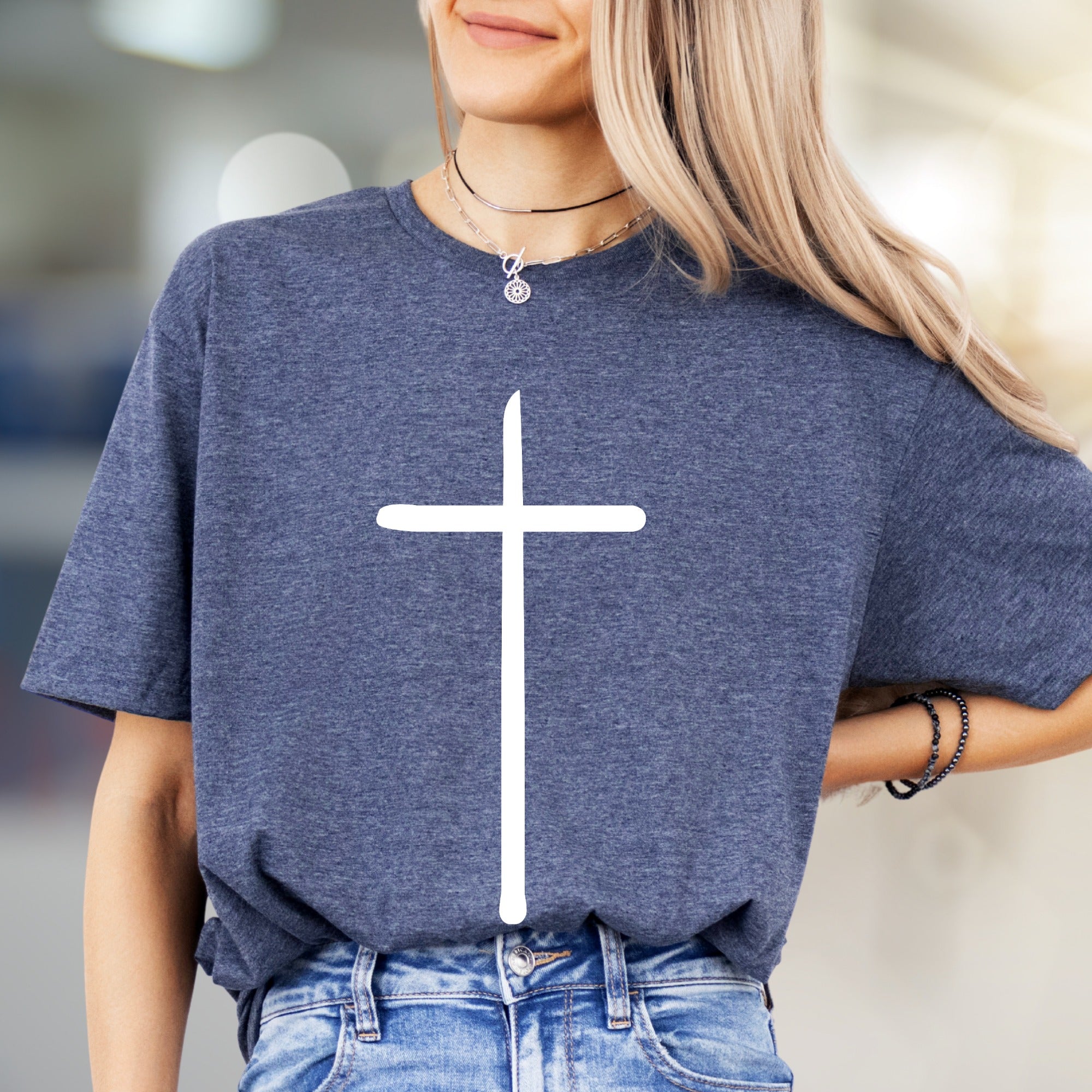Minimalist Cross Graphic Tee, A Spiritual Statement for Faith Enthusiasts