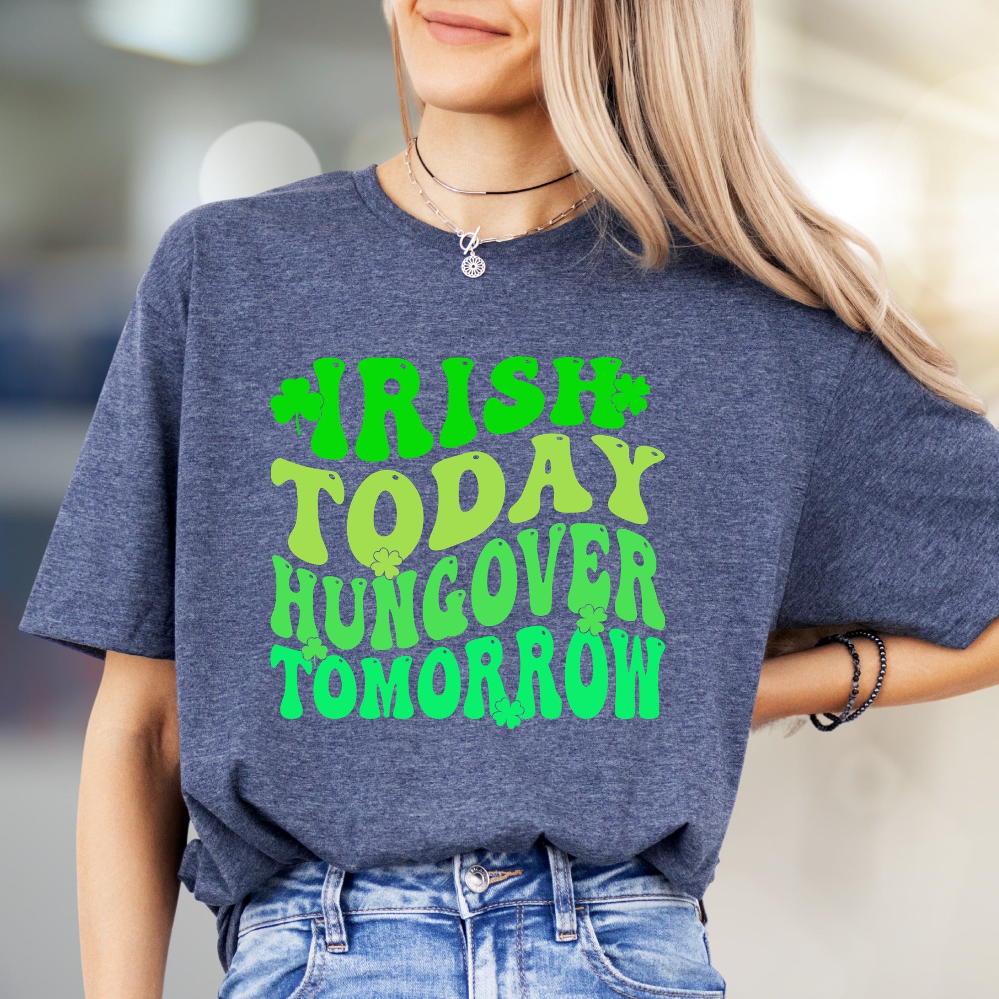 "Irish Today Hungover Tomorrow" Retro Fun Graphic Tee for St. Patrick's Day Cheer