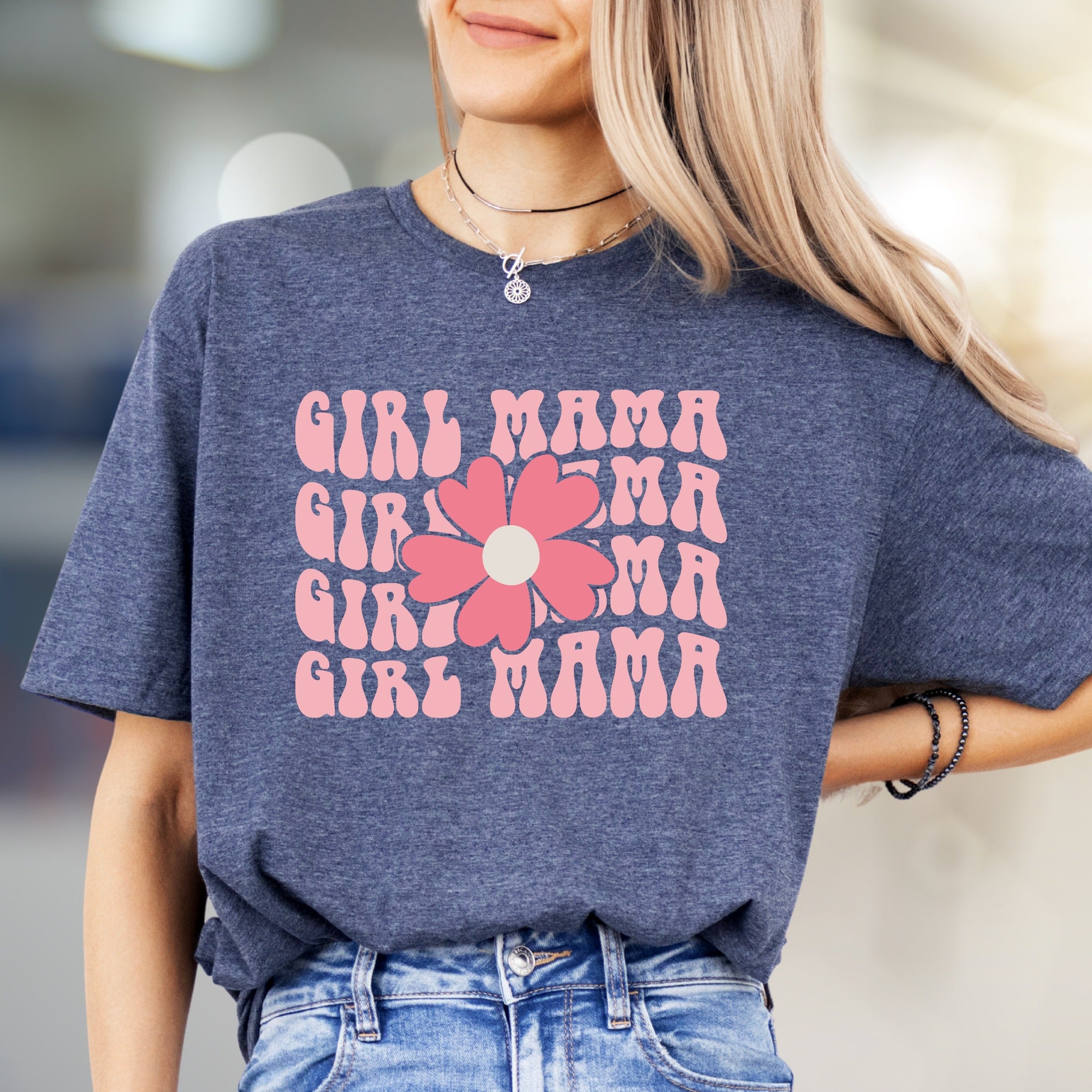 "Girl Mama" Retro Bloom Graphic Tee, a Bohemian Pick for Mothers