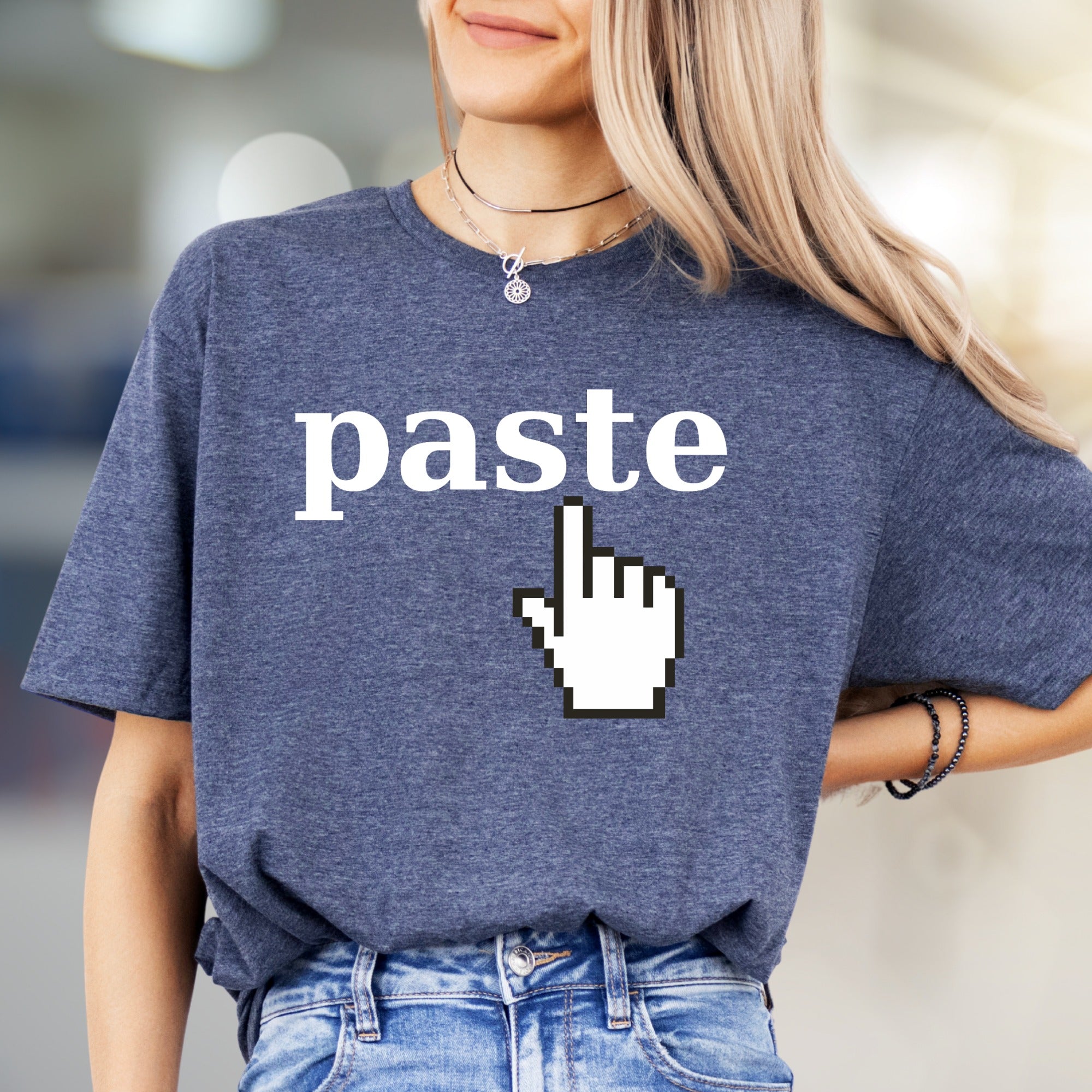 "Paste" Pixel Click Graphic Tee, a Retro Tech Pick for Innovators