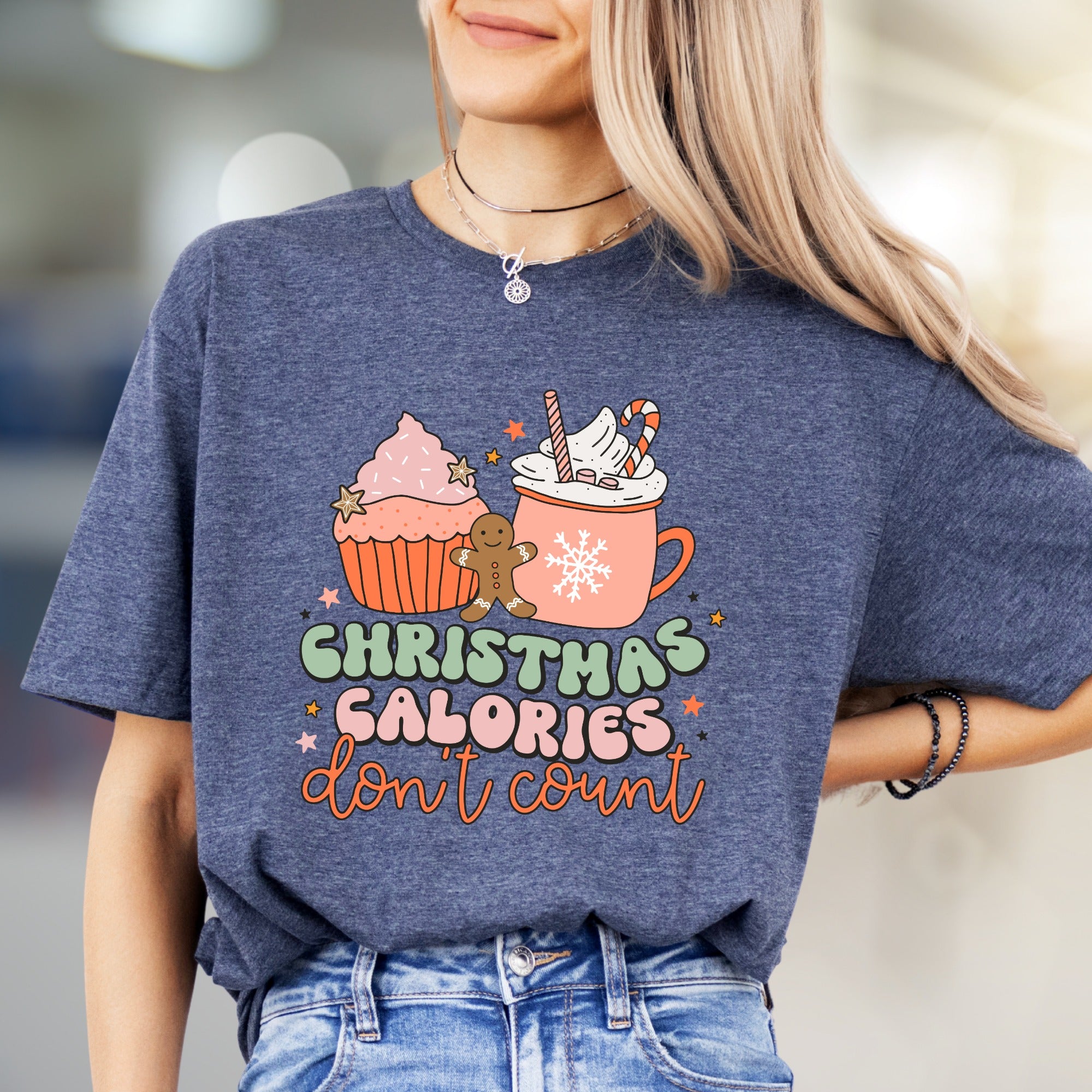 "Christmas Calories Don't Count" Holiday Humor Graphic Tee, A Merry Statement for Foodies