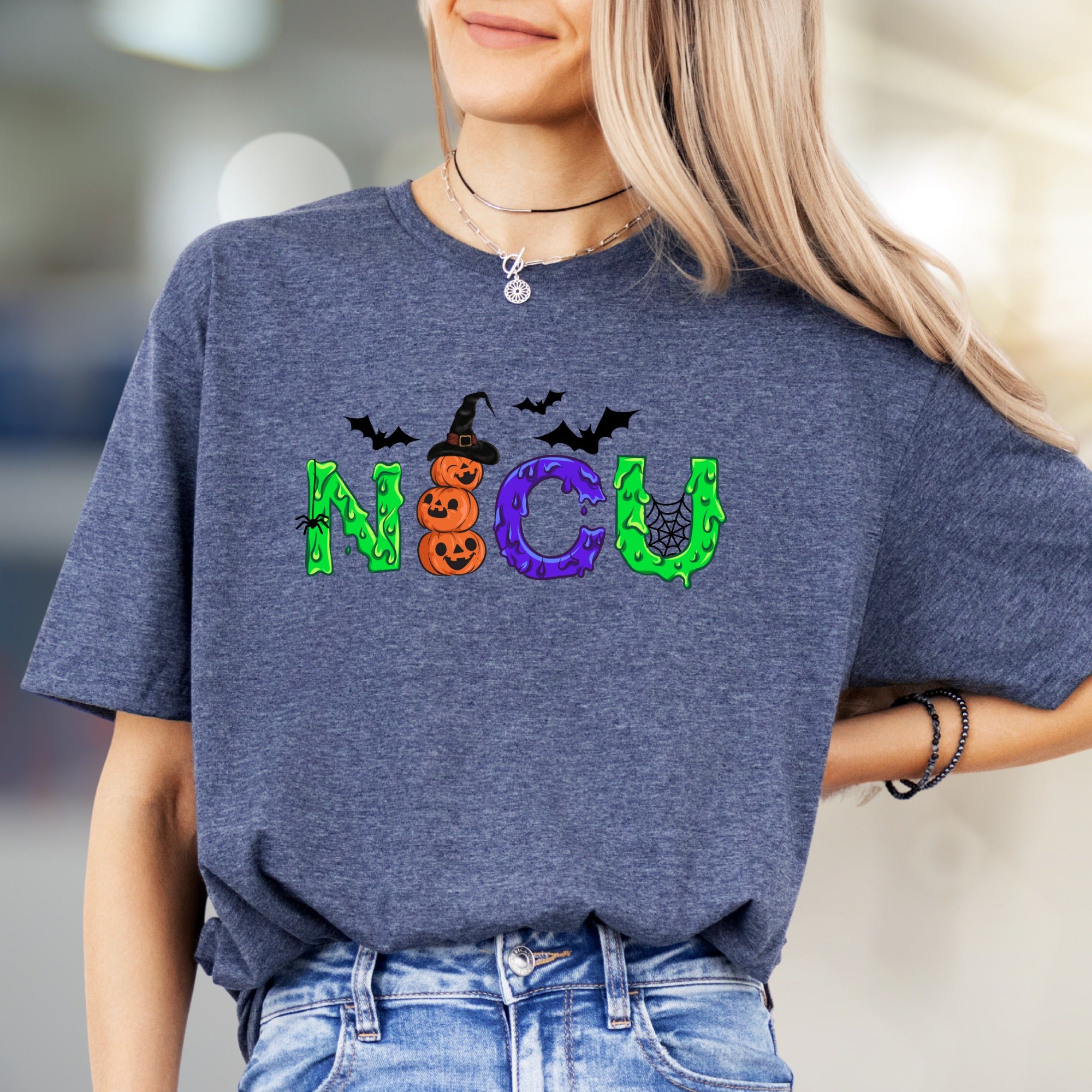 "NICU" Spooky Halloween Graphic Tee, a Festive Wardrobe Pick for Healthcare Heroes