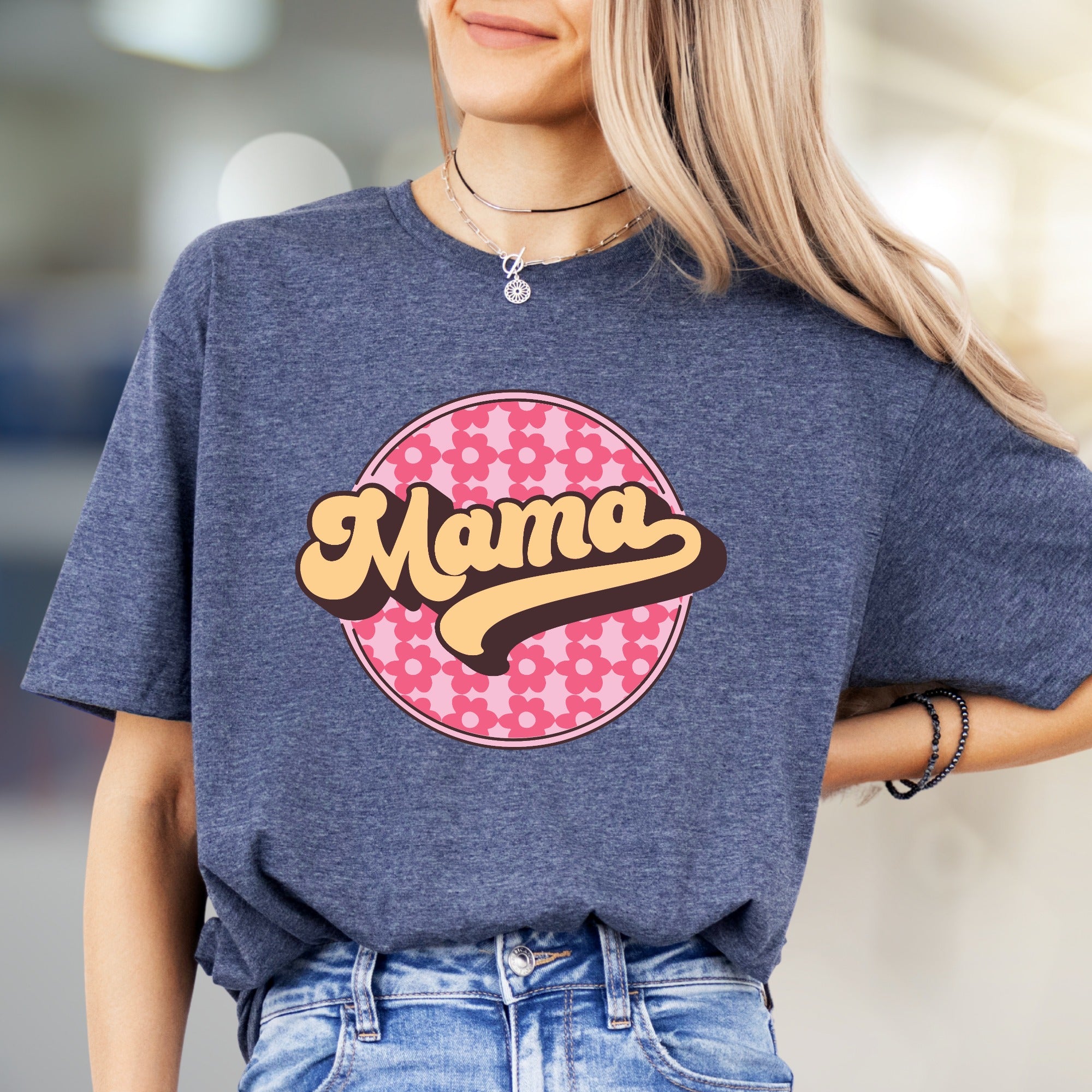 "Mama" Retro Floral Graphic Tee, a Groovy Style Pick for Everyday Moms