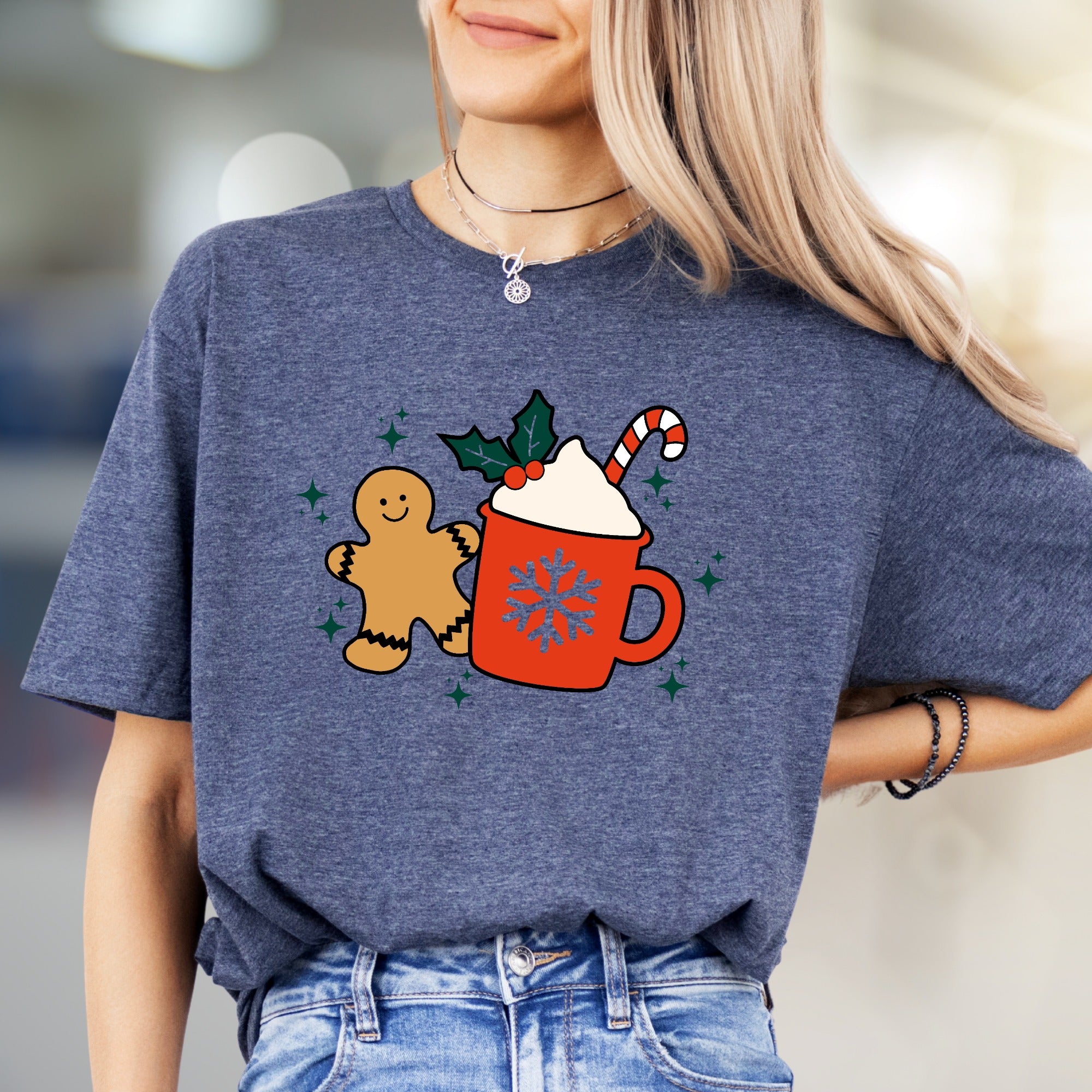 Gingerbread Hot Cocoa Graphic Tee, A Festive Comfort Pick for Holiday Enthusiasts