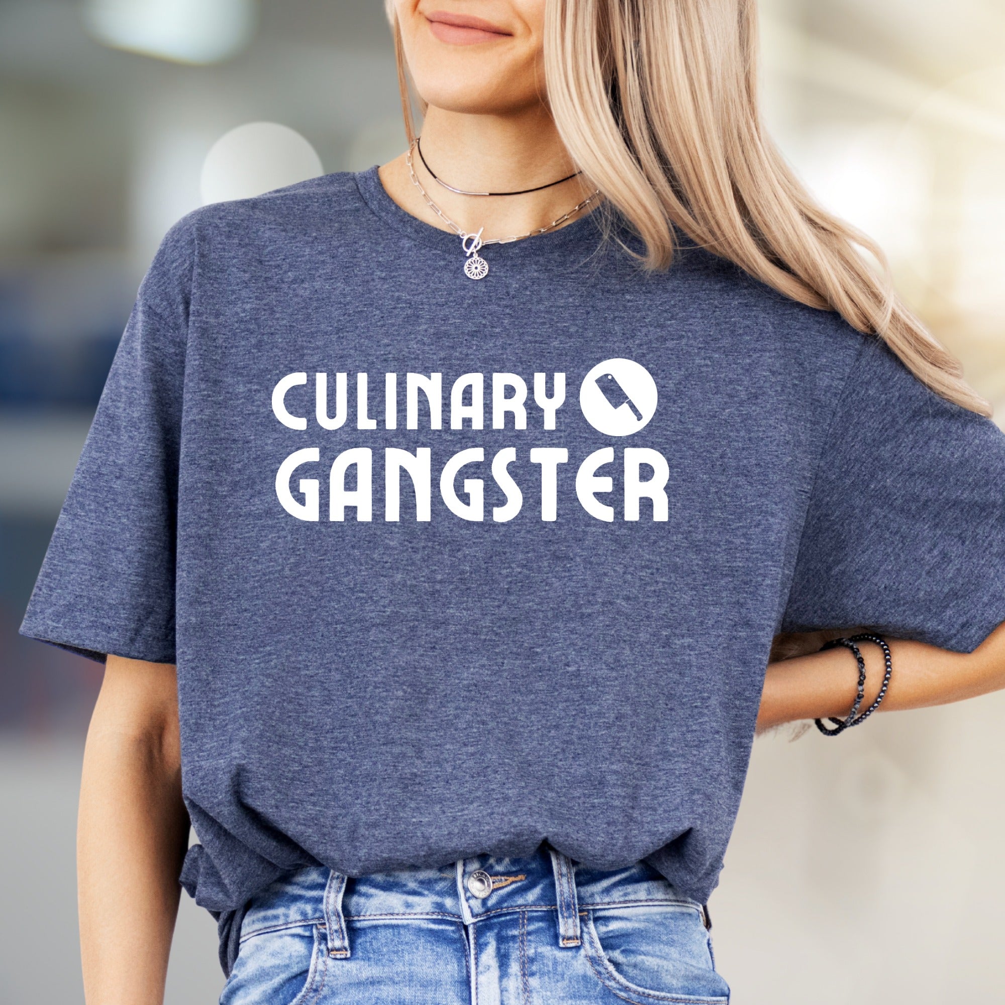 "Culinary Gangster" Chef Knife Graphic Tee, a Foodie Pick for Kitchen Enthusiasts