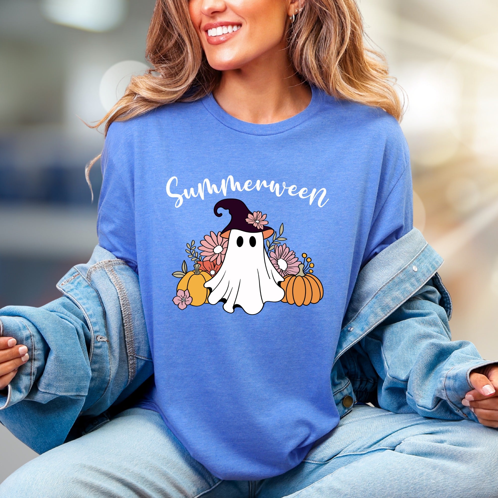 "Summerween" Spooky Cute Ghost Graphic Tee, a Whimsical Autumn Pick for Halloween Lovers