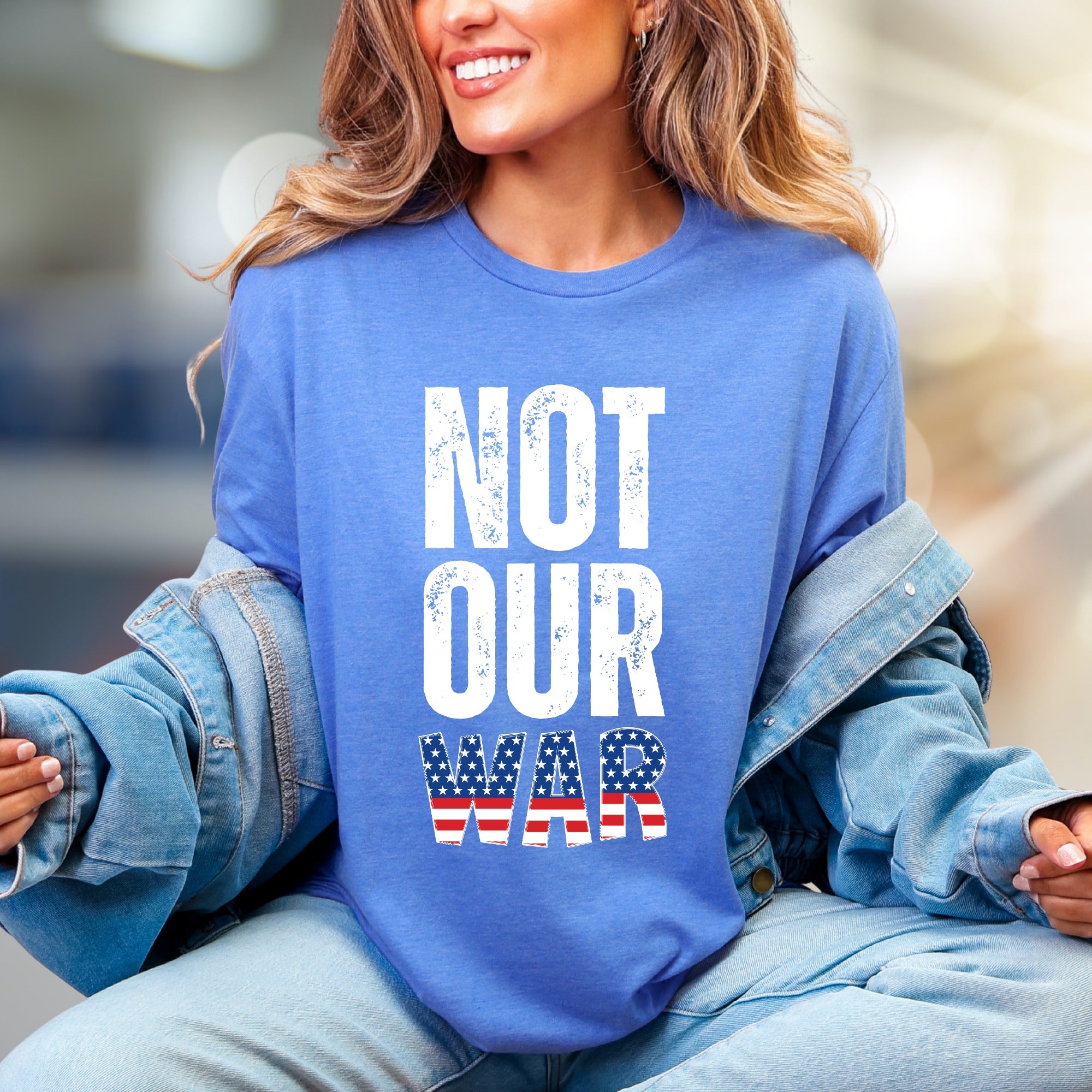 "NOT OUR WAR" Patriotic Graphic Tee, a Statement Pick for Activists