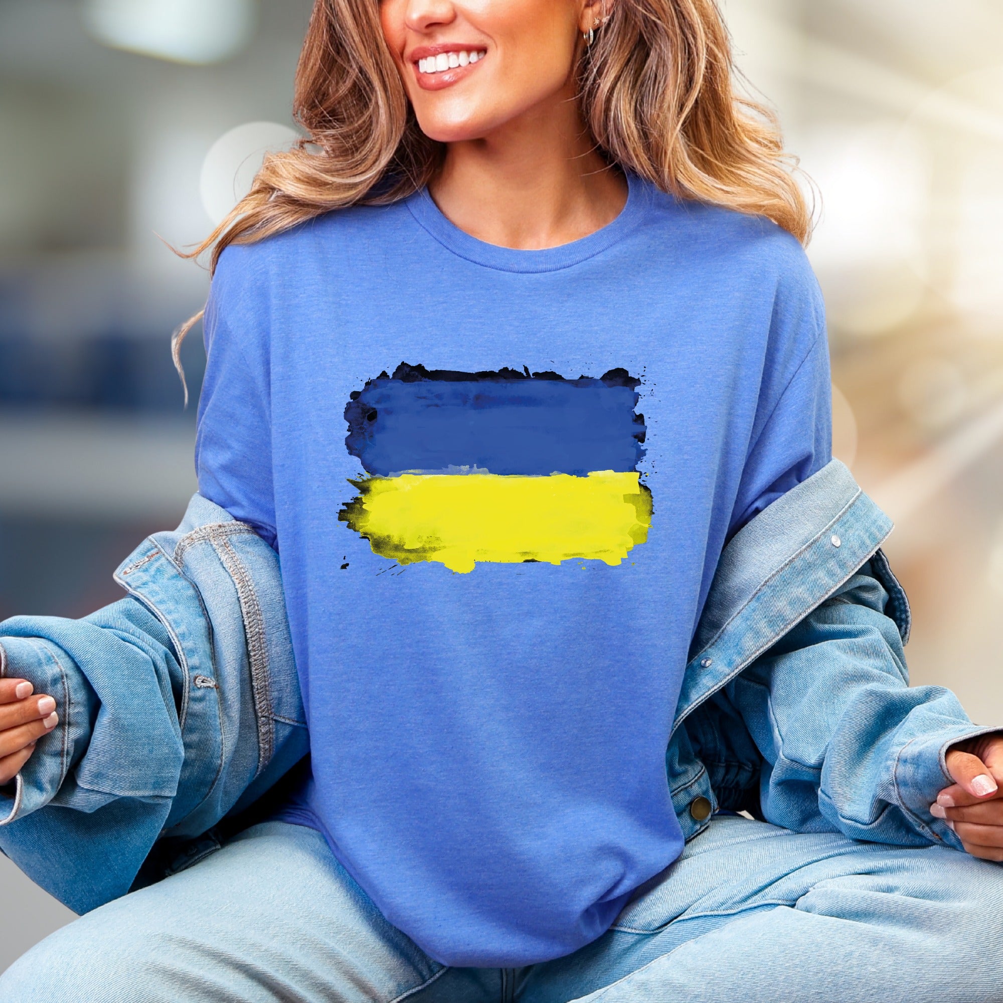 Abstract Ukraine Flag Graphic Tee, A Patriotic Statement for Supporters