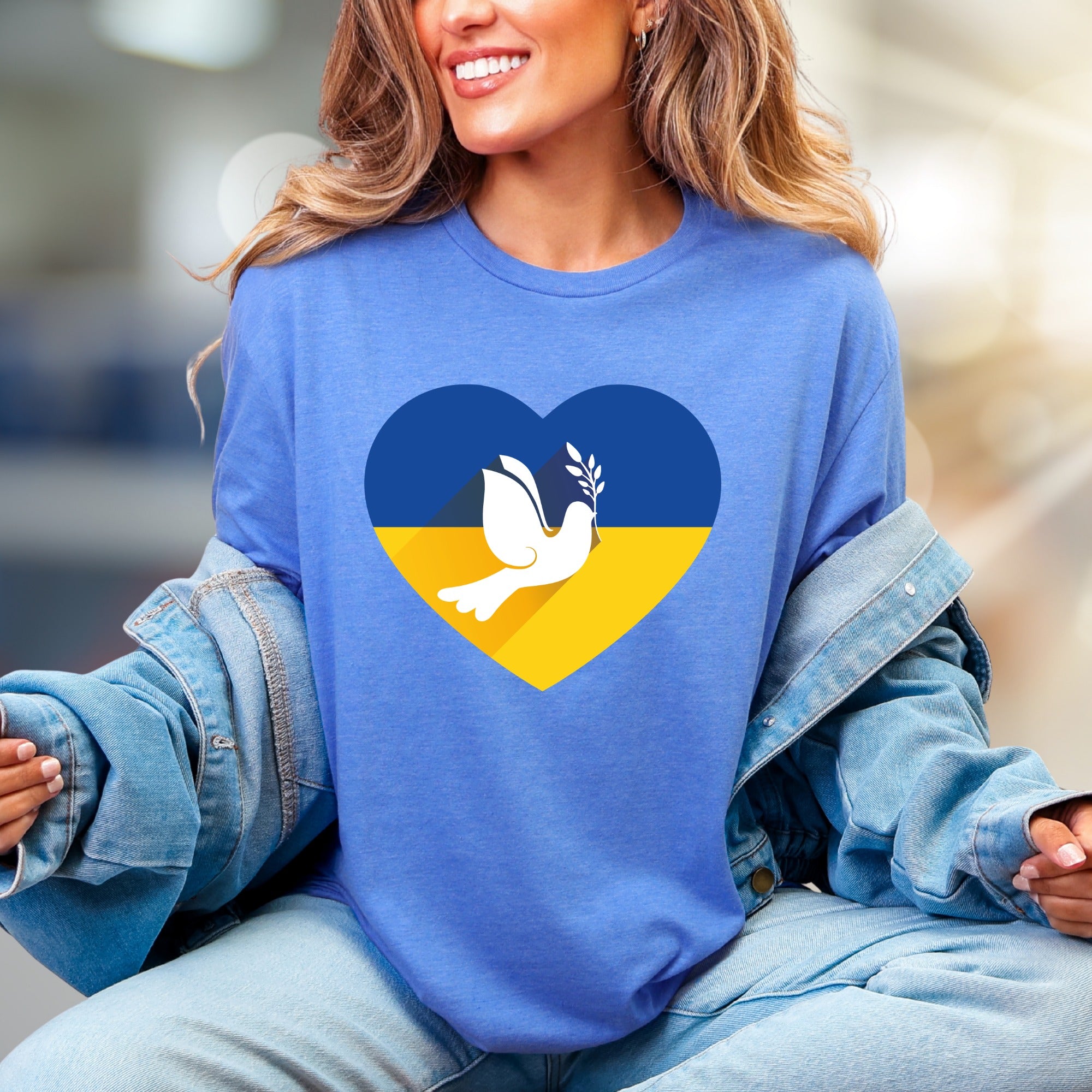 Heart Ukraine Flag Dove Tee, A Statement of Peace for Advocates