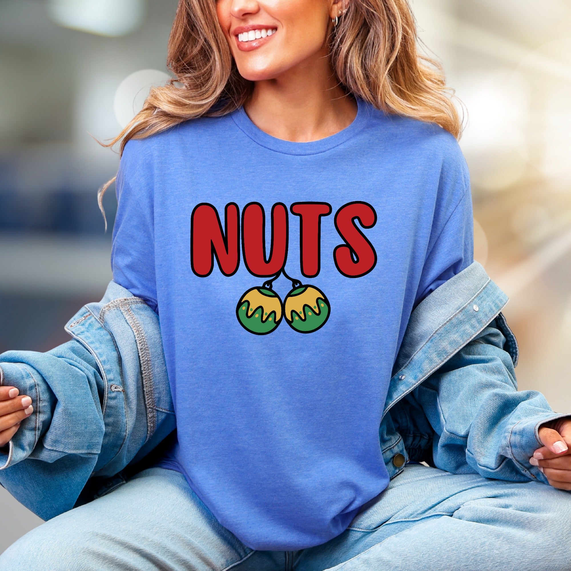 "NUTS" Holiday Balls Graphic Tee, a Festive Pick for Humor Enthusiasts