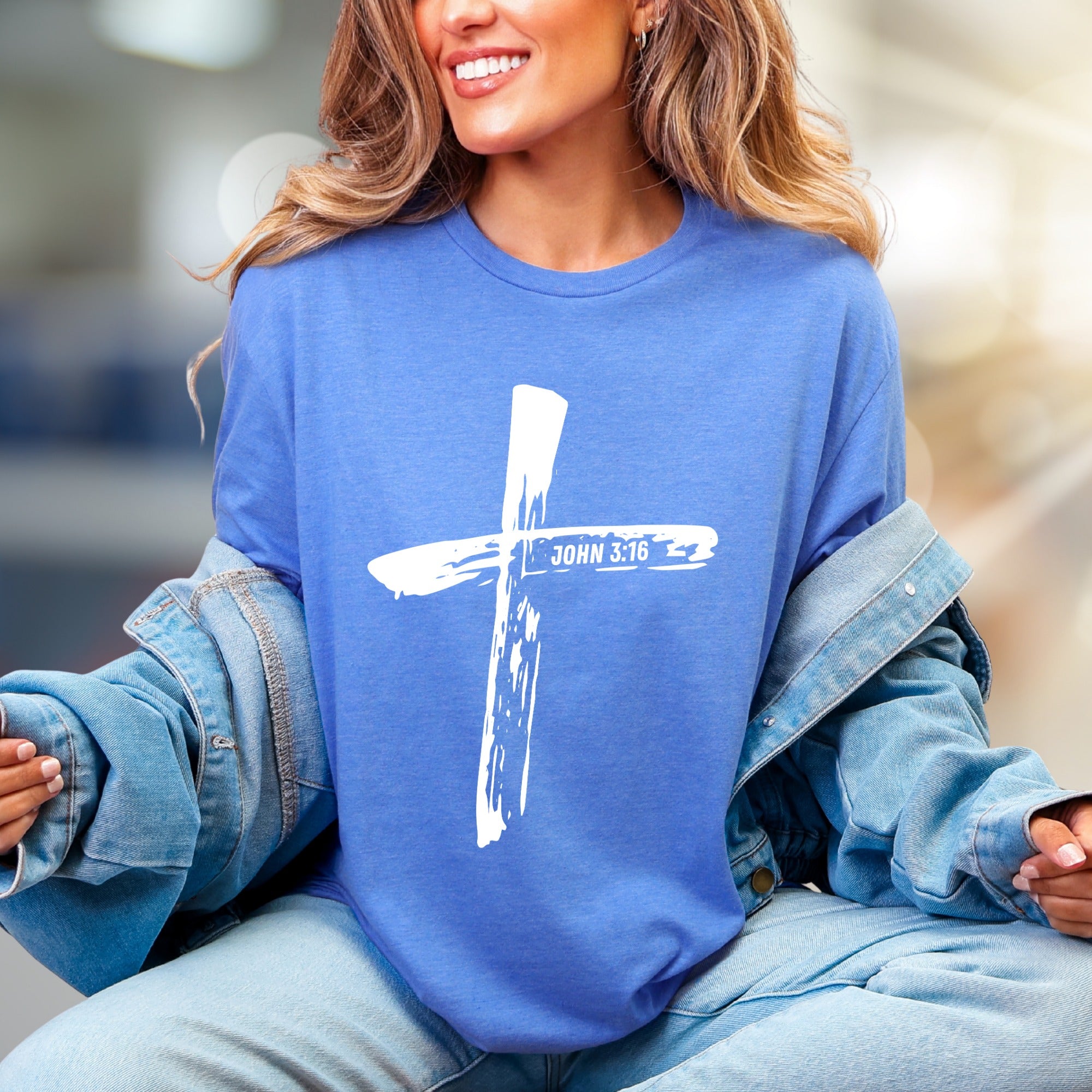 "JOHN 3:16" Brushstroke Cross Graphic Tee, a Faith-Inspired Pick for Believers