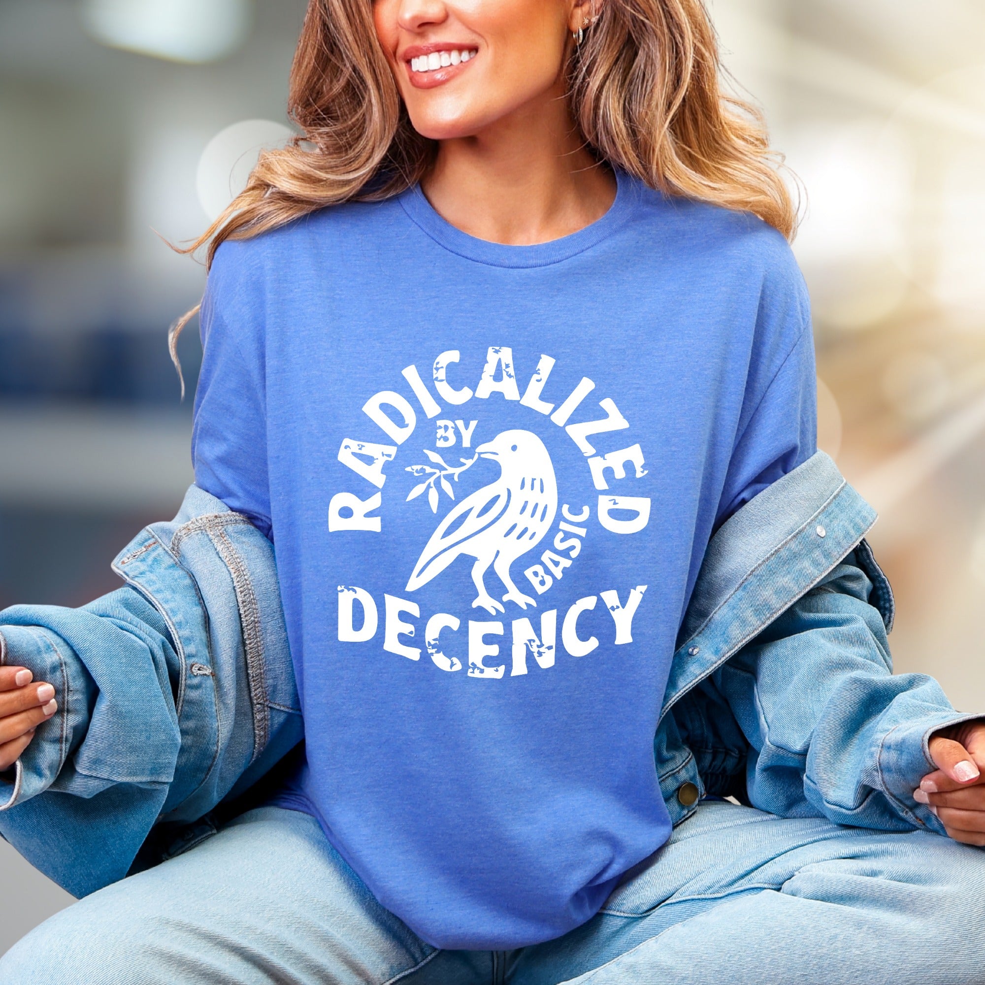 "Radicalized by Basic Decency" Peace Crow Graphic Tee, a Statement Pick for Activists