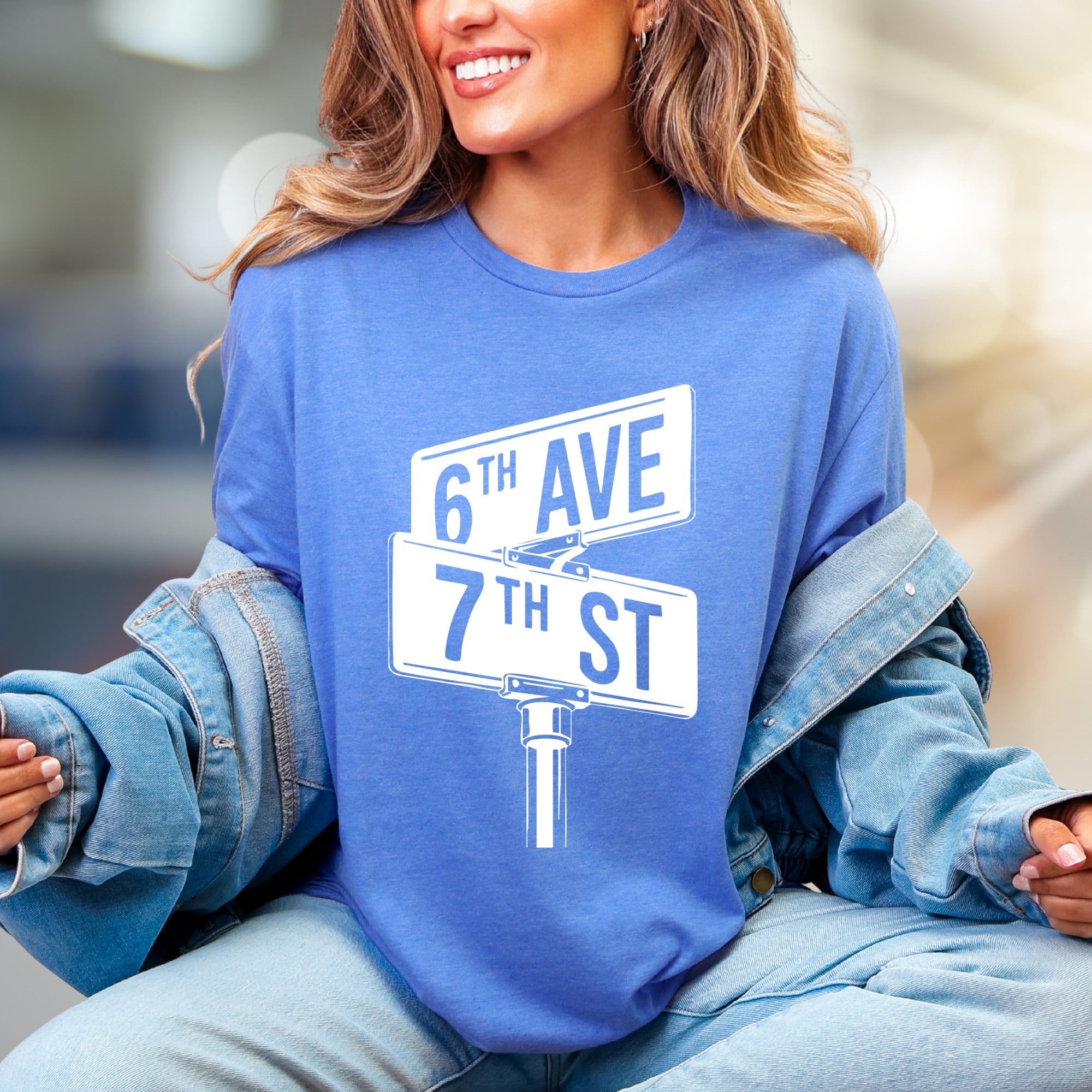 "6th Ave 7th St" NYC Street Sign Graphic Tee, a City Lover's Pick for Urban Explorers