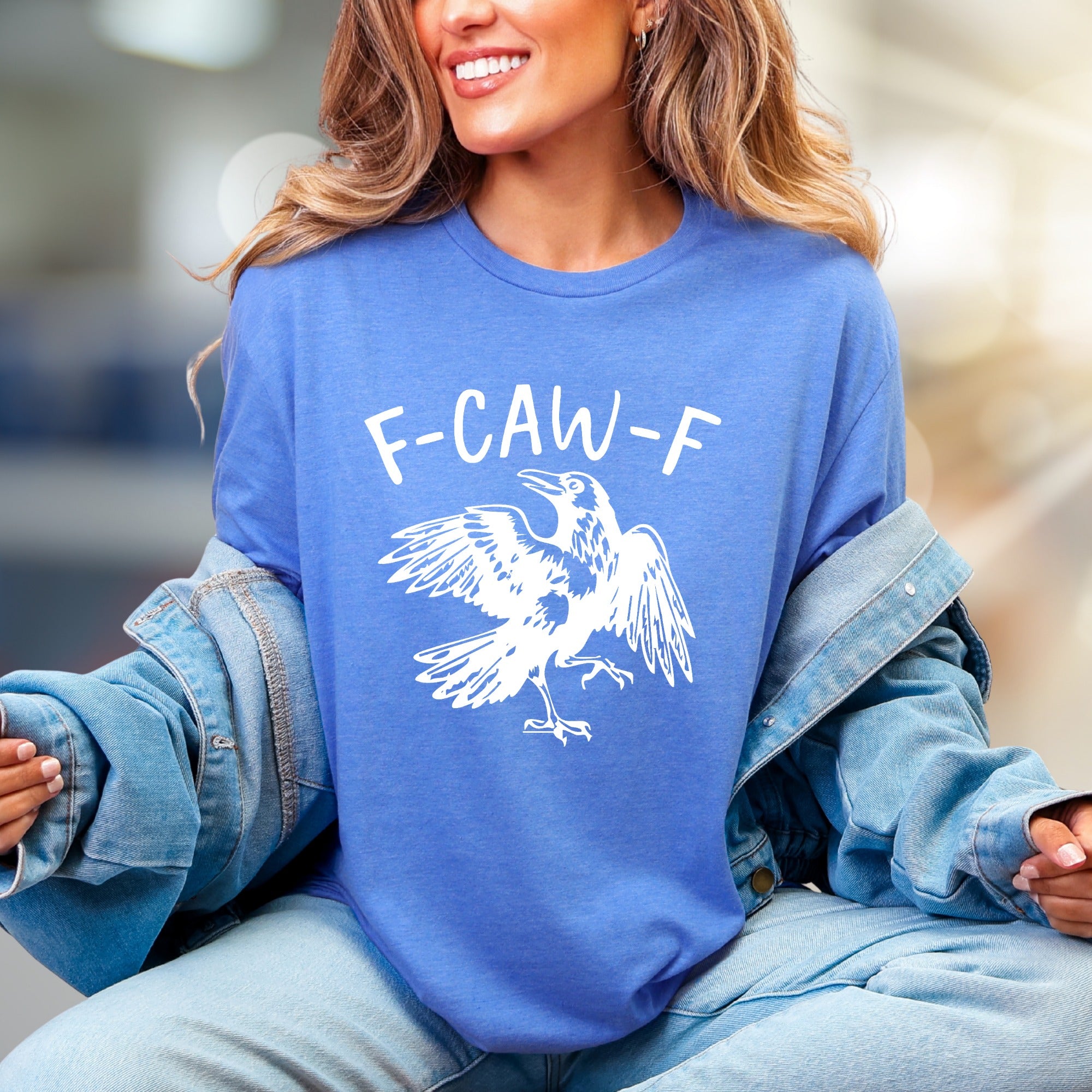 "F-CAW-F" Crow Design Graphic Tee, a Witty Animal Lover Pick for Everyone
