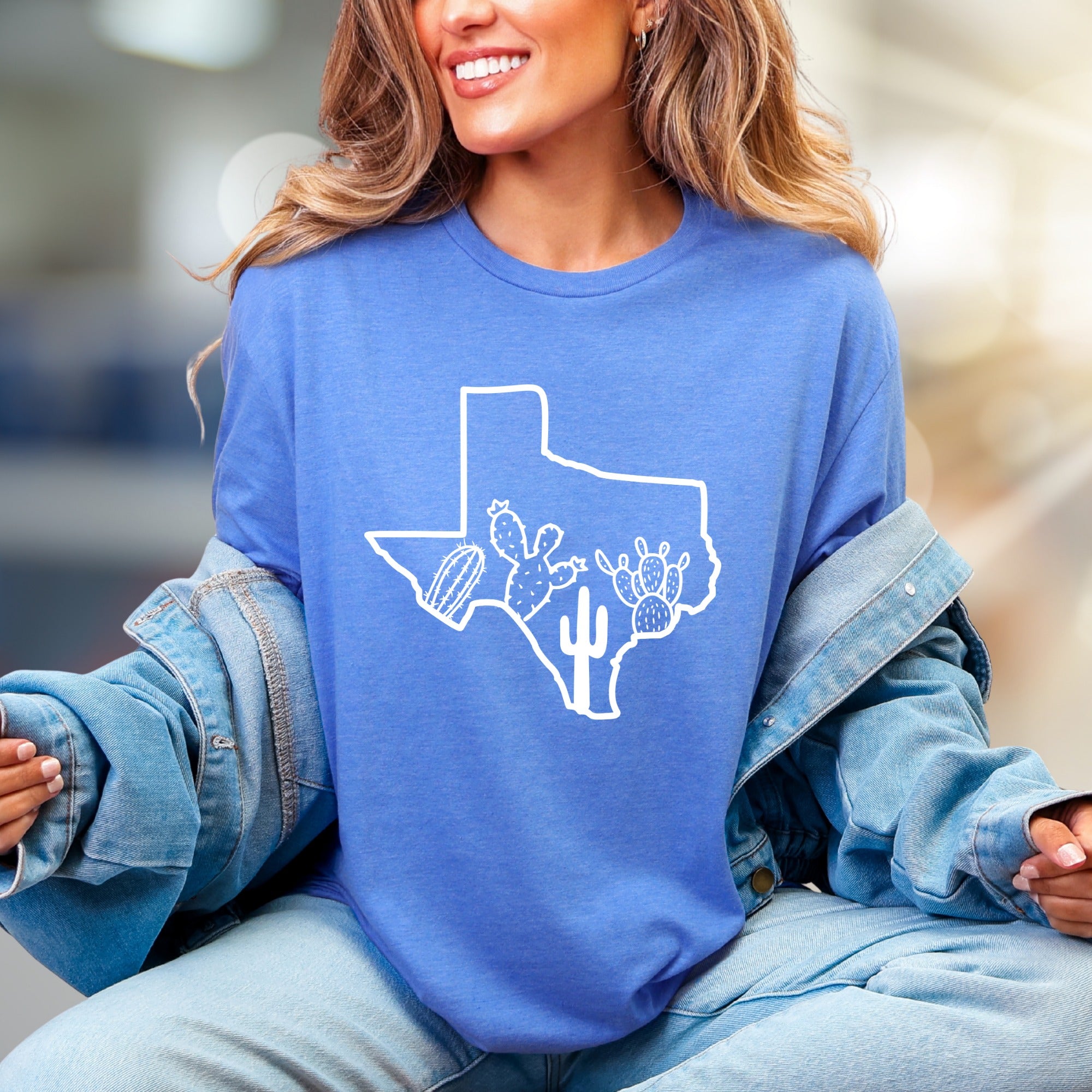 Texas Cactus Outline Graphic Tee, a Desert Chic Pick for State Pride Advocates