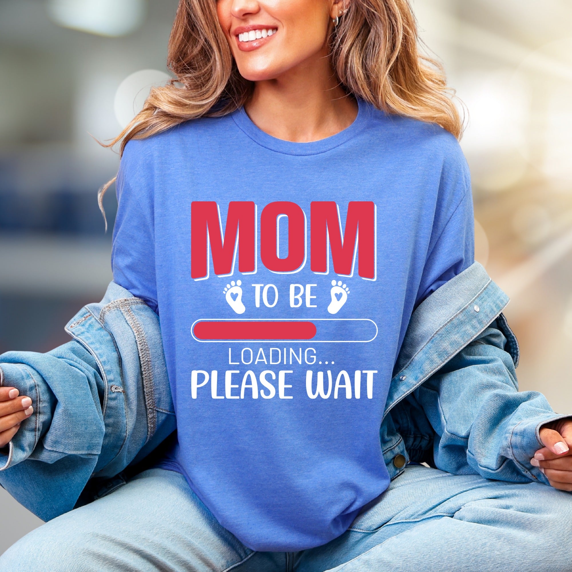 "Mom to Be Loading... Please Wait" Pregnancy Reveal Graphic Tee, a Future Mom Pick for Baby Showers