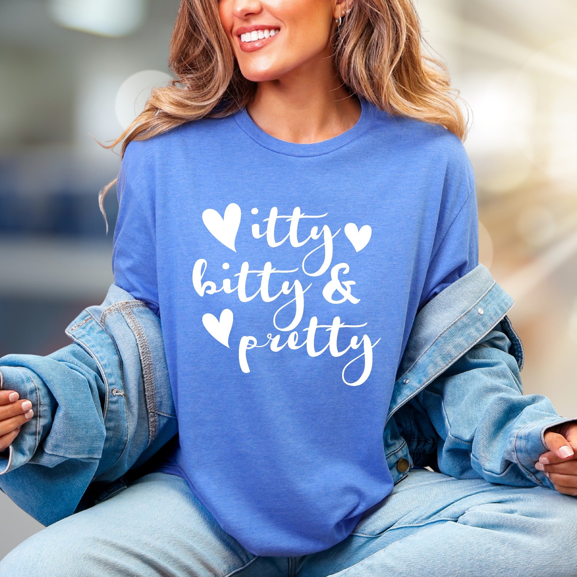 "♥ itty bitty & pretty ♥" Cute Script Graphic Tee, a Girly Chic Pick for Sweethearts
