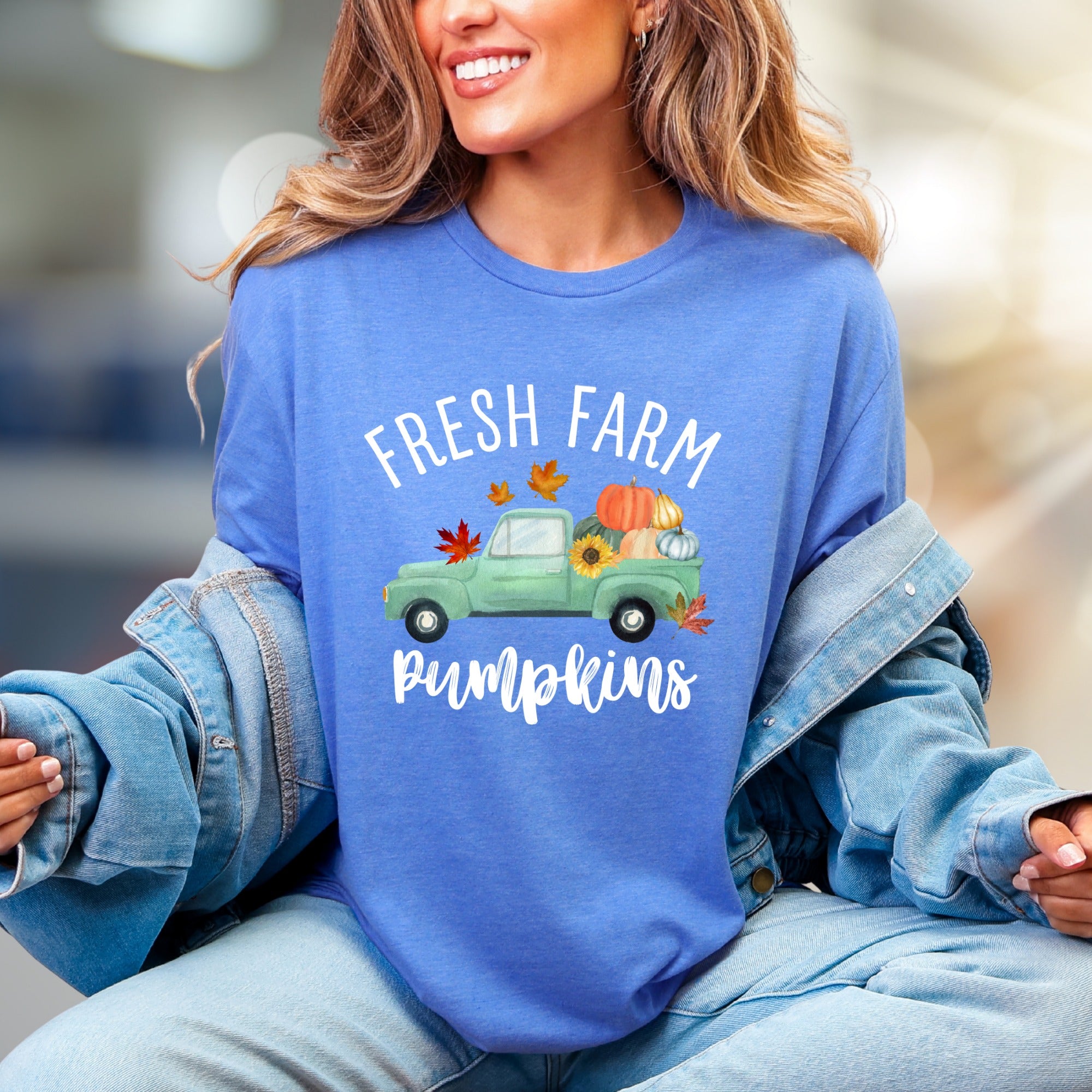 "Fresh Farm Pumpkins" Autumn Graphic Tee, a Rustic Pick for Fall Lovers