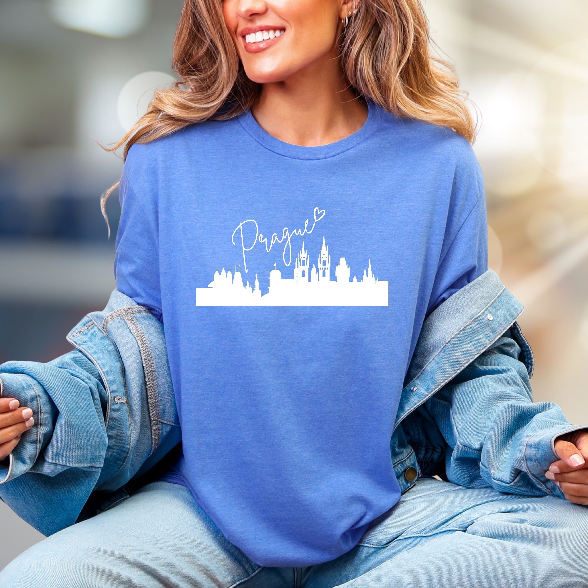 "Prague" Cityscape Graphic Tee, a Travel Souvenir Pick for Adventurers
