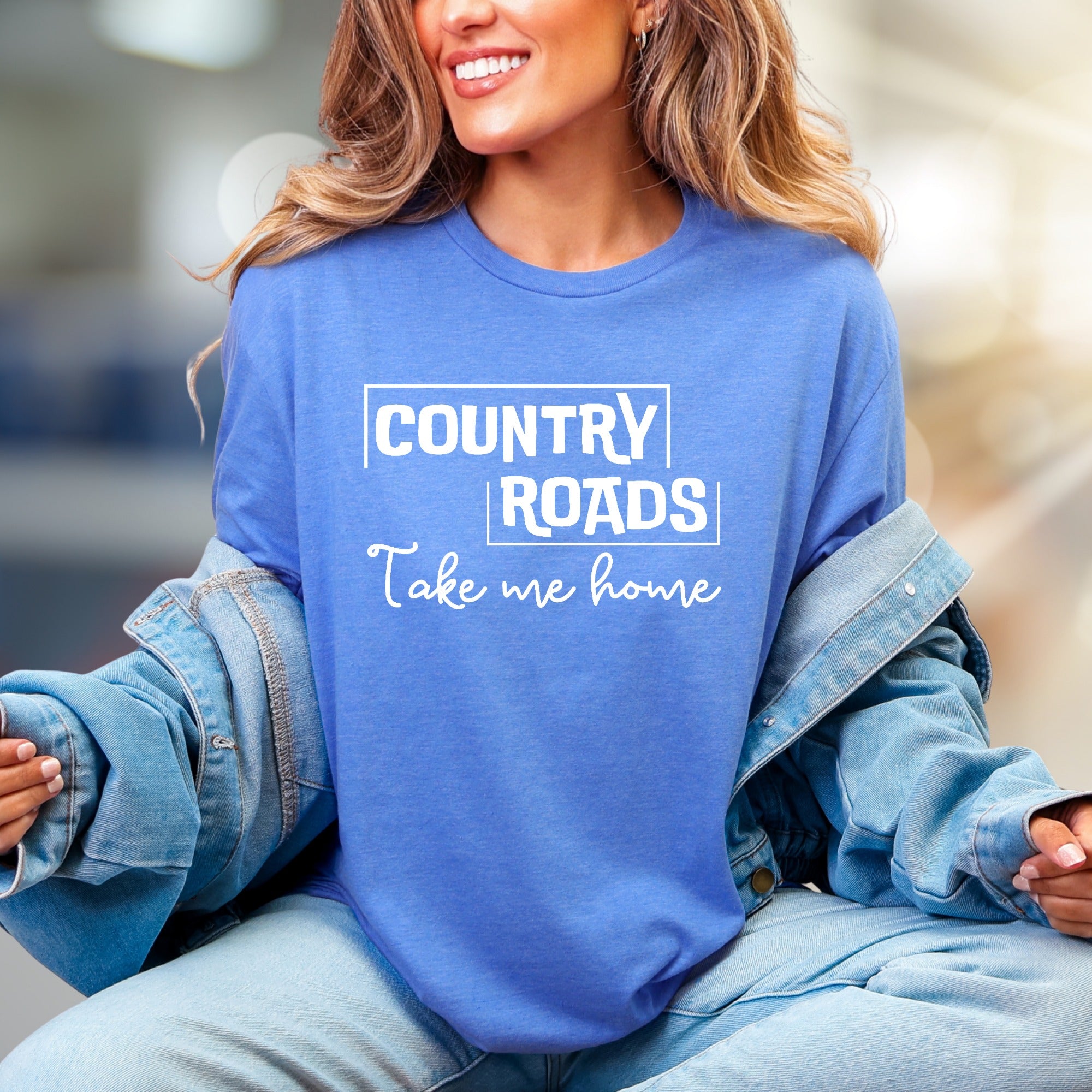 "COUNTRY ROADS Take me home" Rustic Graphic Tee, a Nostalgic Pick for Wanderers