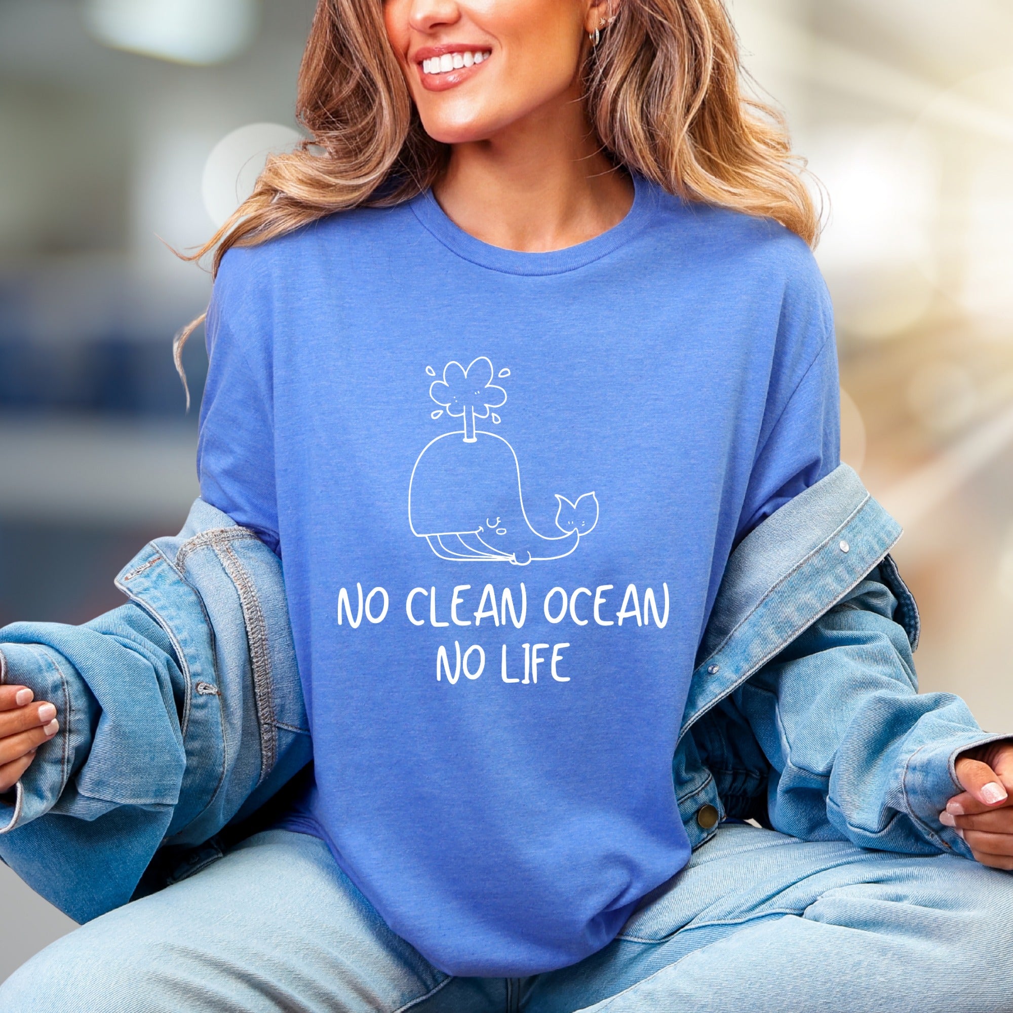 "NO CLEAN OCEAN NO LIFE" Whale Graphic Tee, an Eco-Conscious Statement for Advocates
