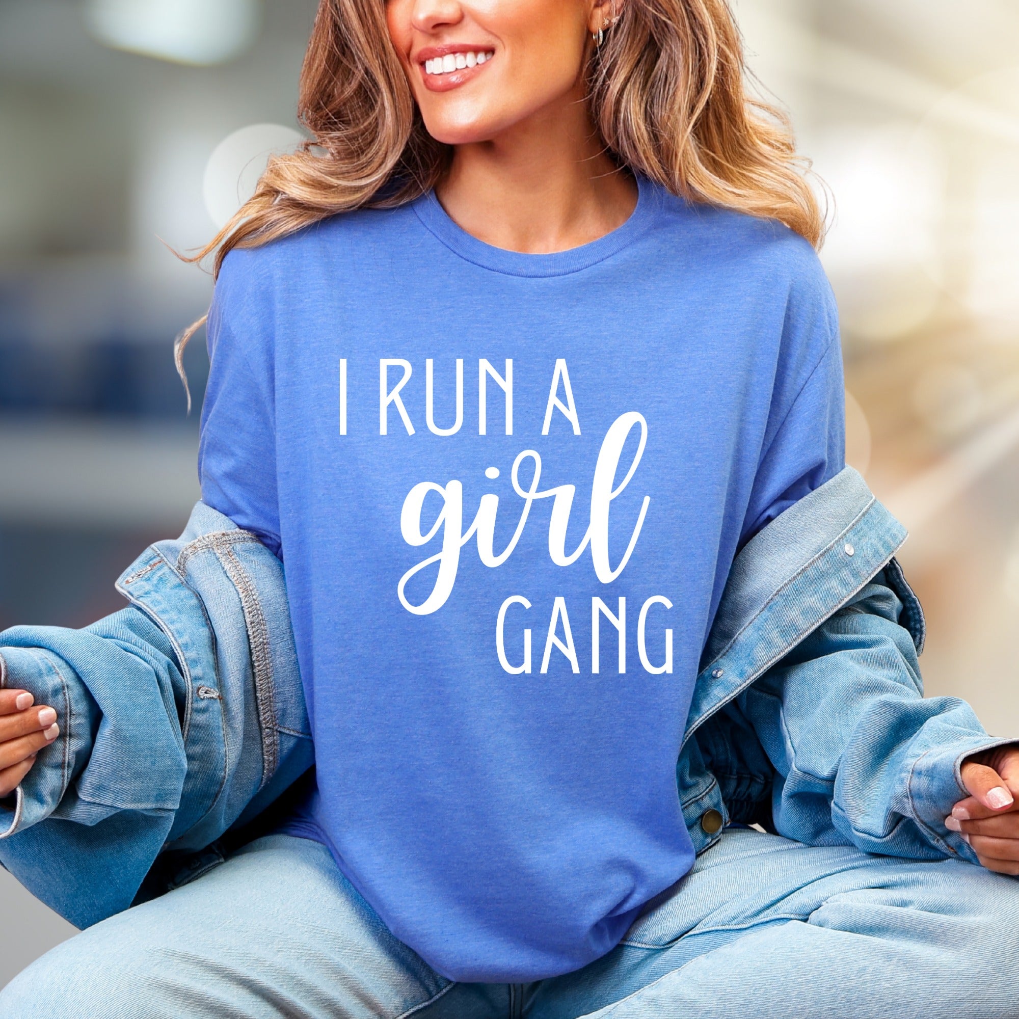"I Run a Girl Gang" Bold Script Graphic Tee, a Statement Pick for Her