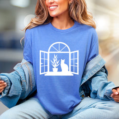 Window Cat & Plant Graphic Tee, a Serene Lifestyle Pick for Cat Lovers