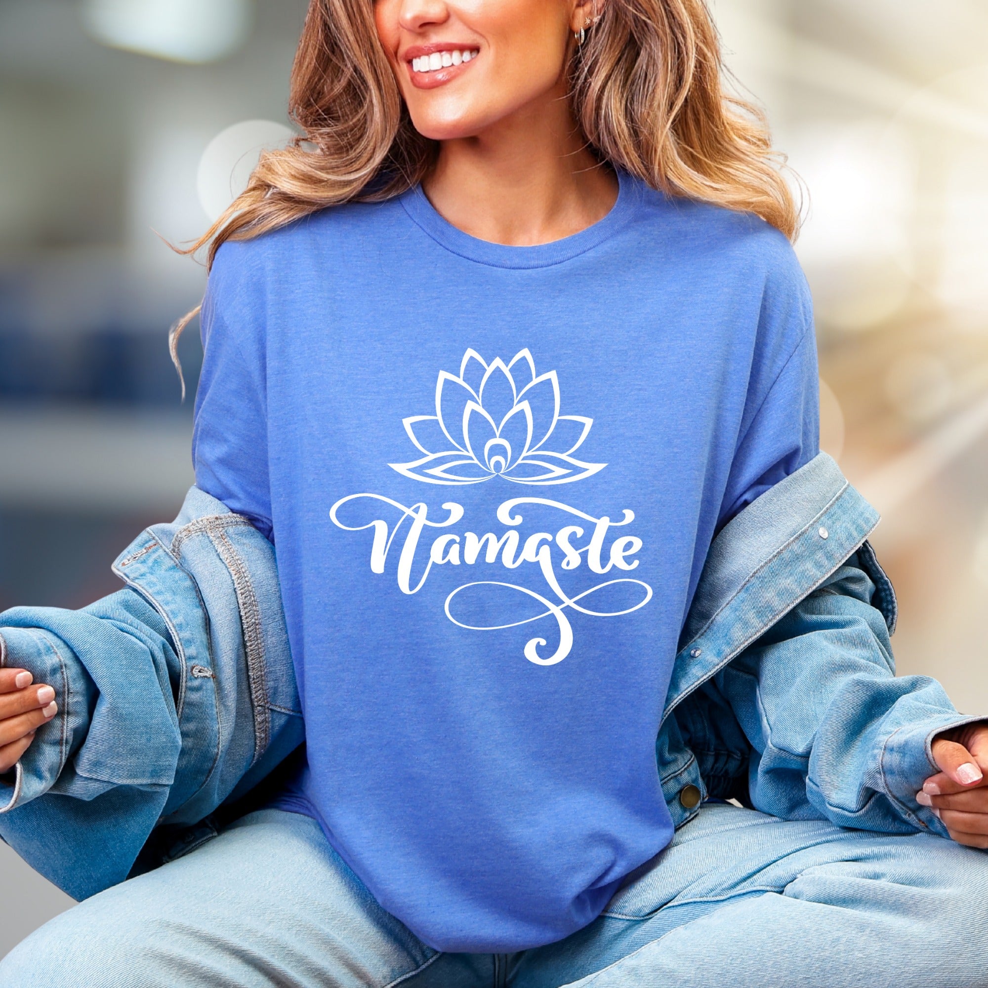 "Namaste" Lotus Flow Graphic Tee, a Zen Lifestyle Pick for Spirituality Lovers