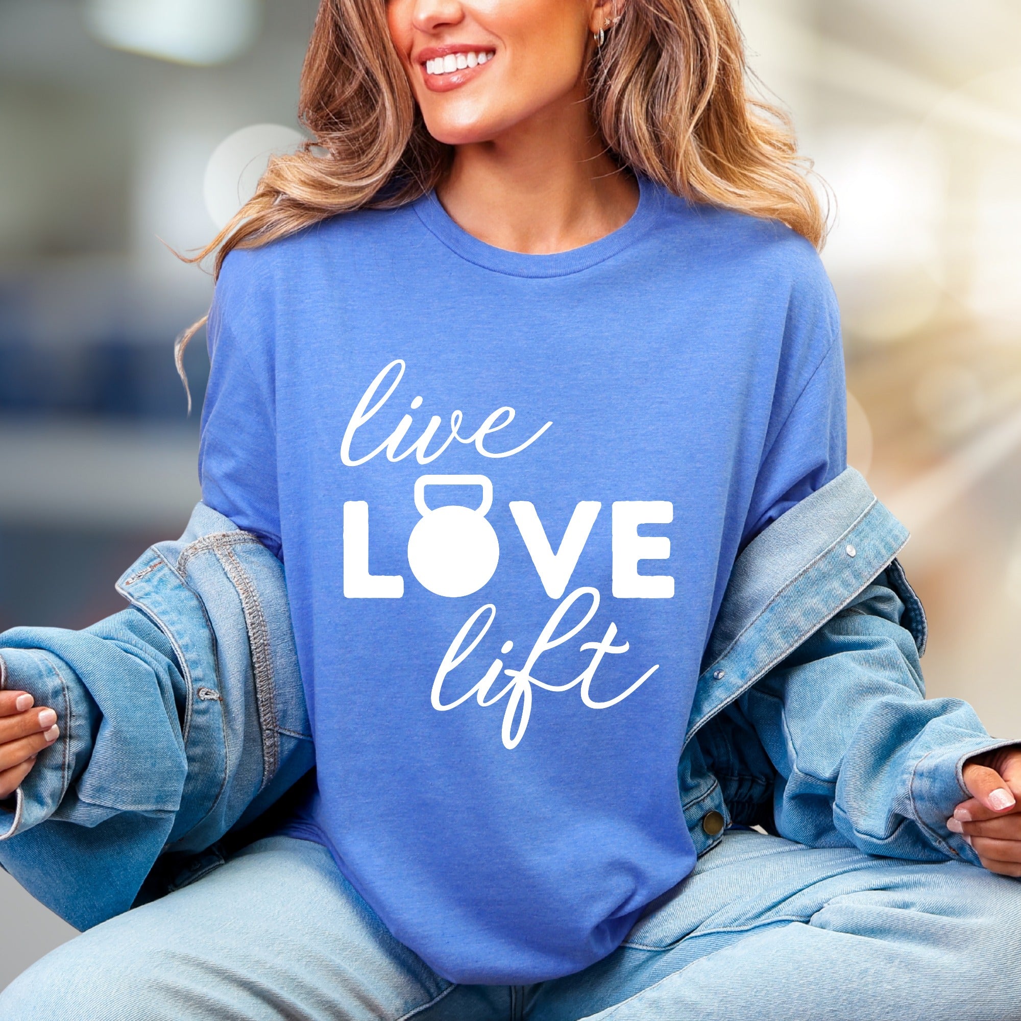"Live Love Lift" Fitness Graphic Tee, a Gym Life Pick for Strength Enthusiasts