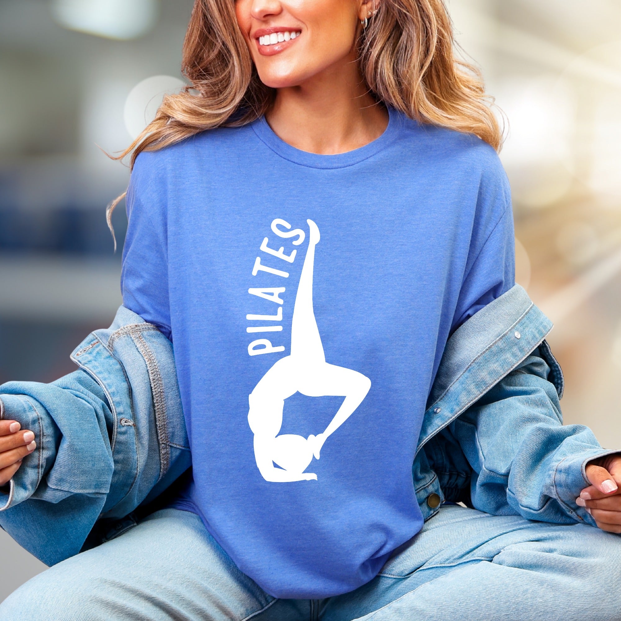 "Pilates" Acrobat Pose Graphic Tee, a Wellness Pick for Fitness Enthusiasts