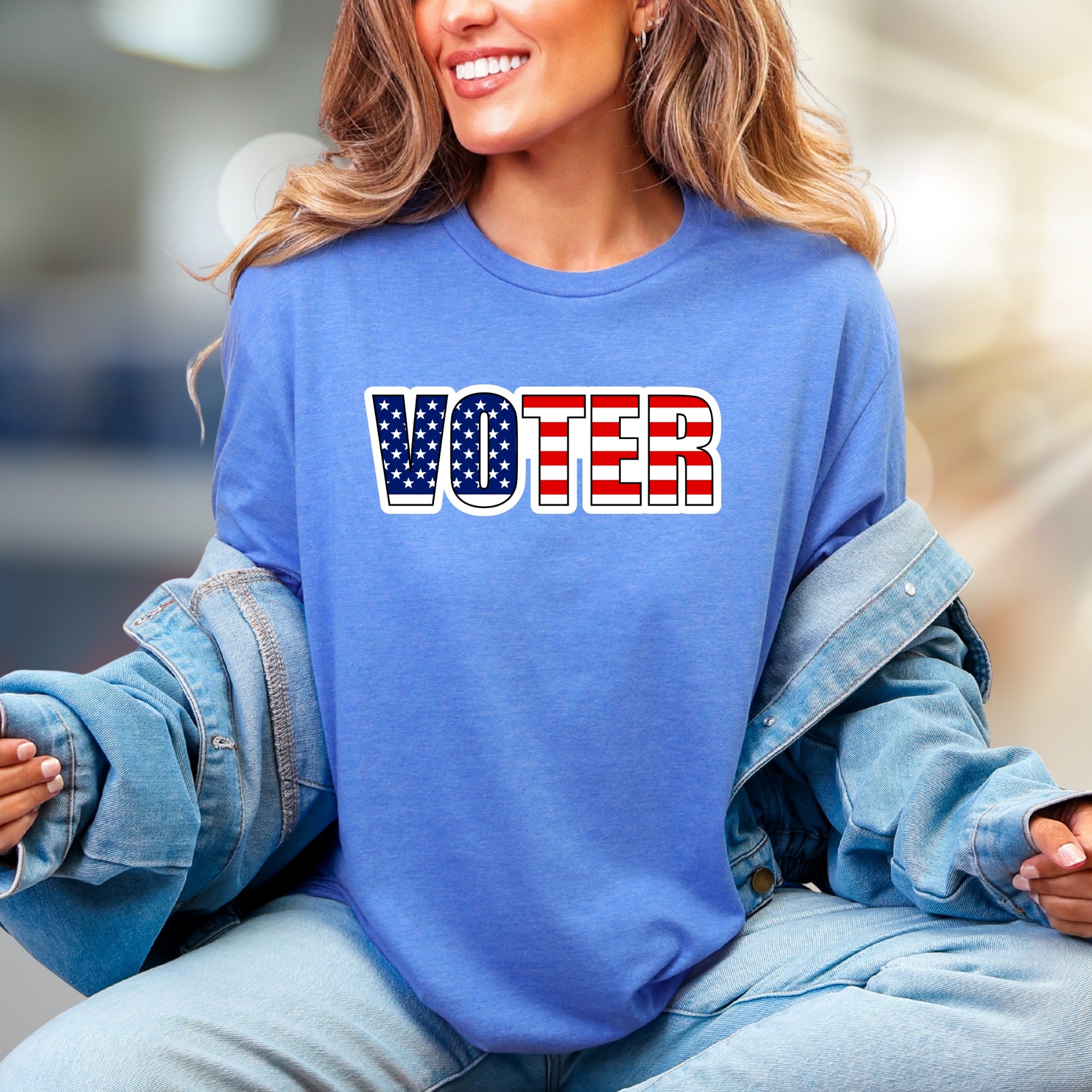 "VOTER" American Flag Graphic Tee, a Patriotic Pick for Engaged Citizens
