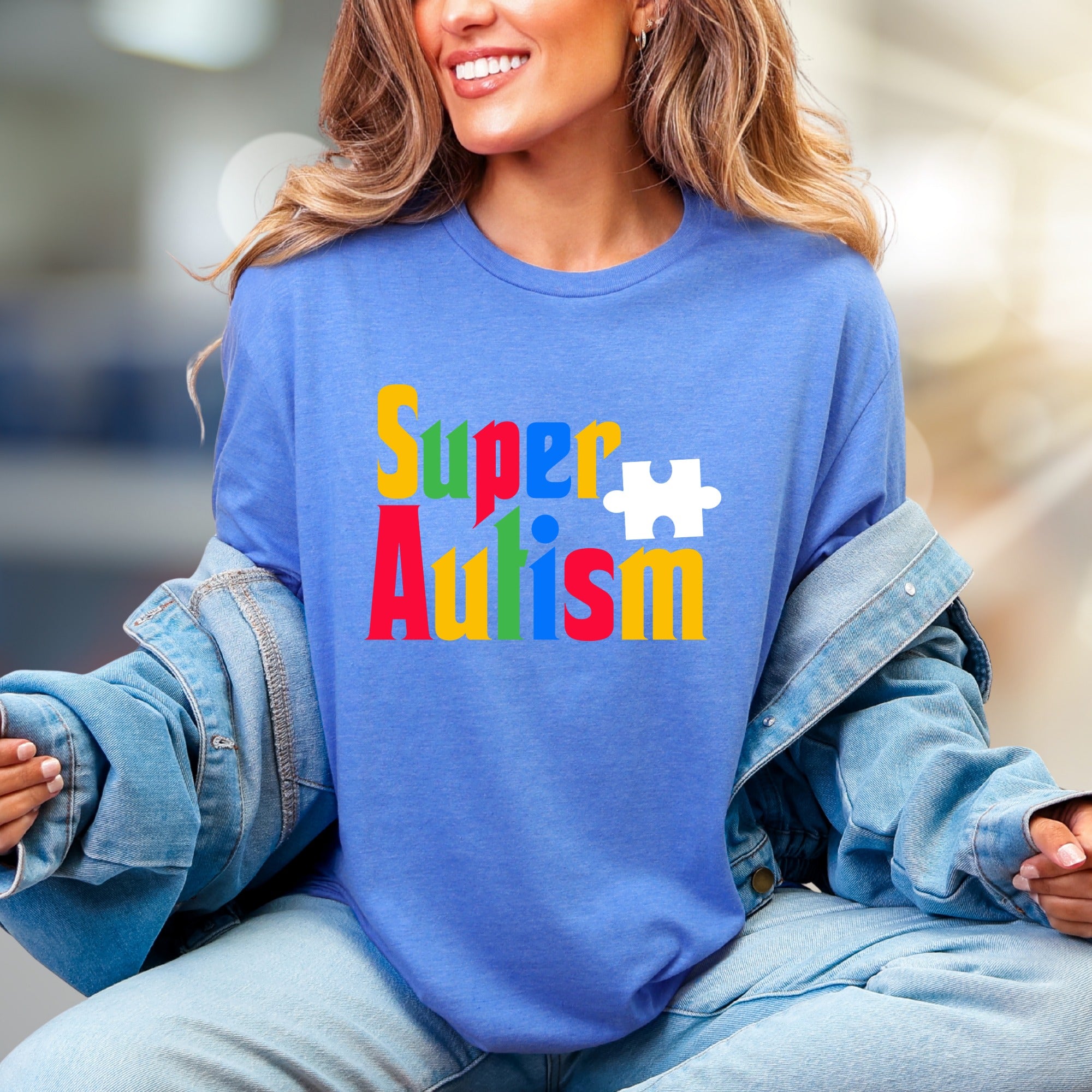 "Super Autism" Colorful Puzzle Tee, a Supportive Graphic Pick for Advocates